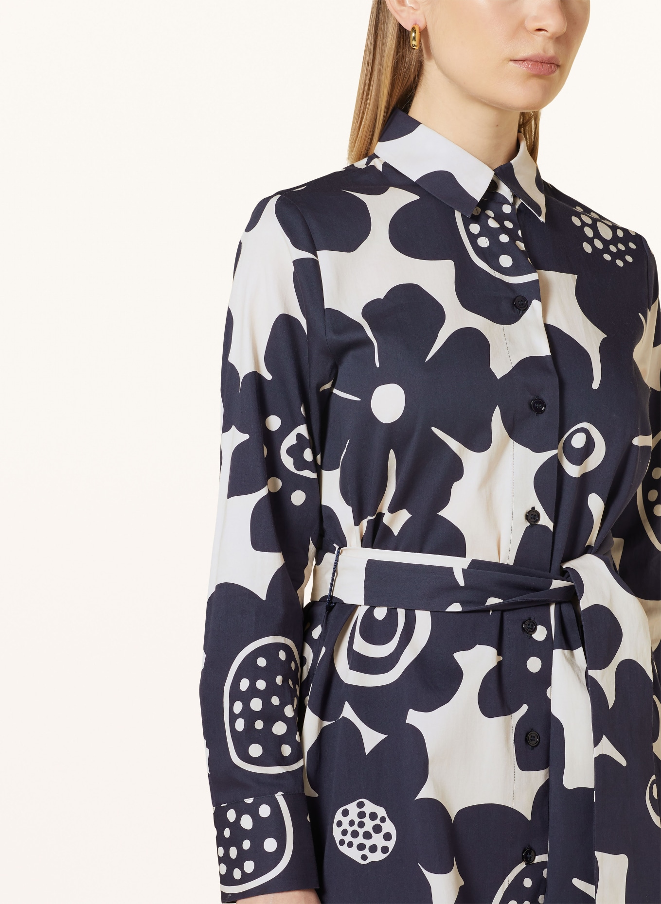 seidensticker Shirt dress: DARK BLUE / CREAM