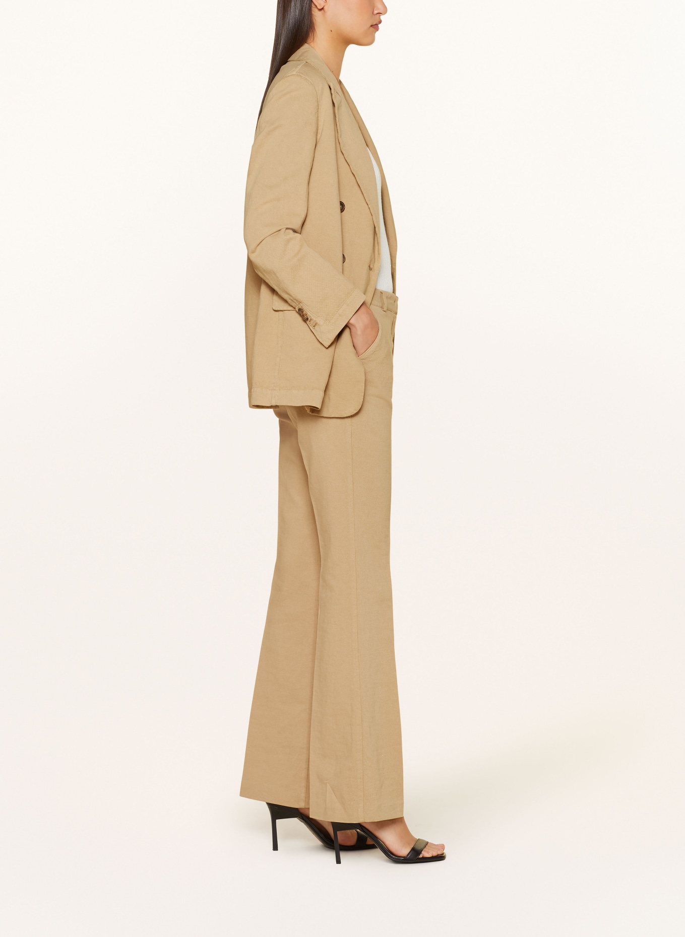Kiltie Trousers with linen, Color: BEIGE (Image 4)