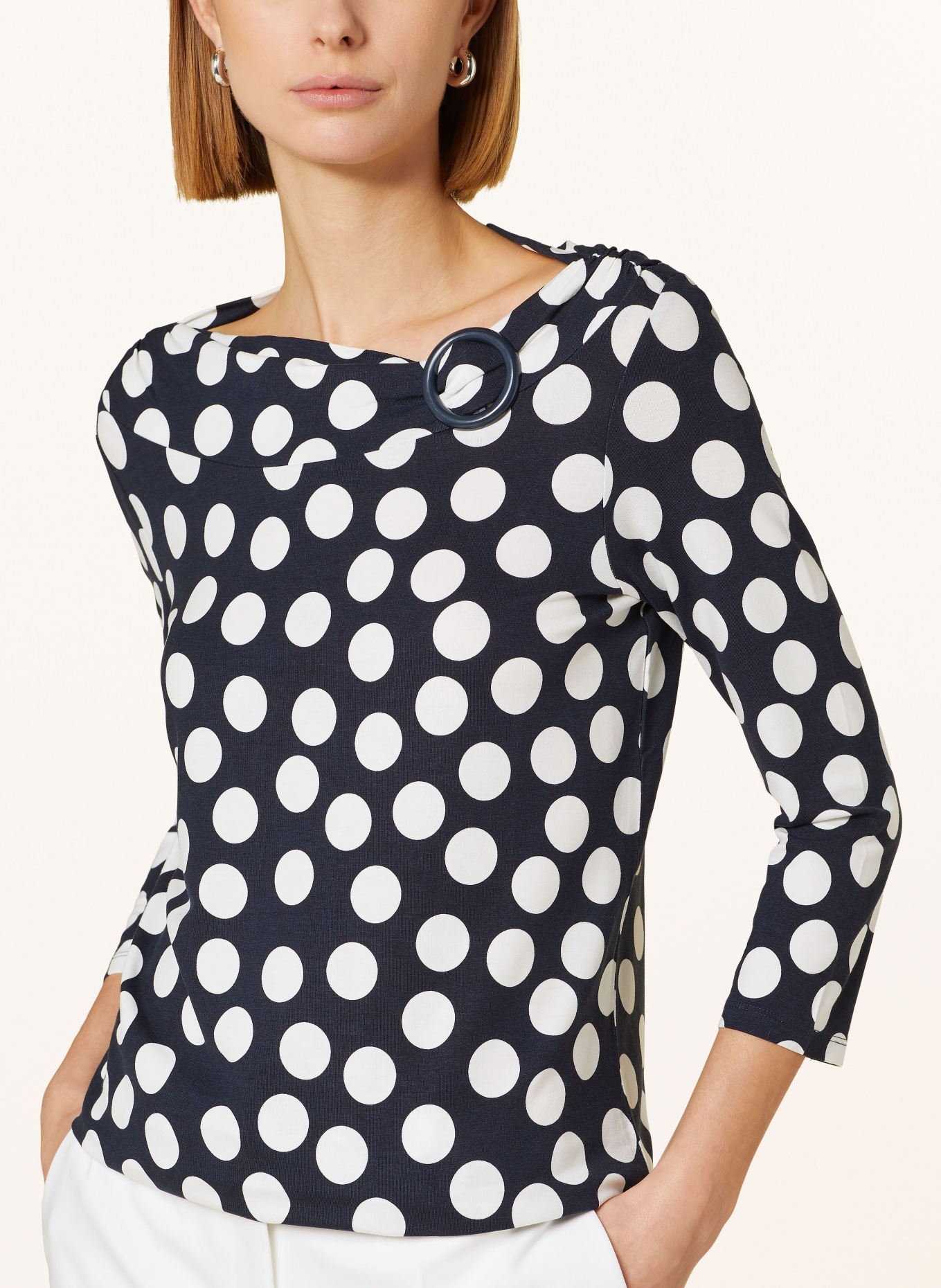 Betty Barclay Shirt with 3/4 sleeves, Color: DARK BLUE/ WHITE (Image 4)