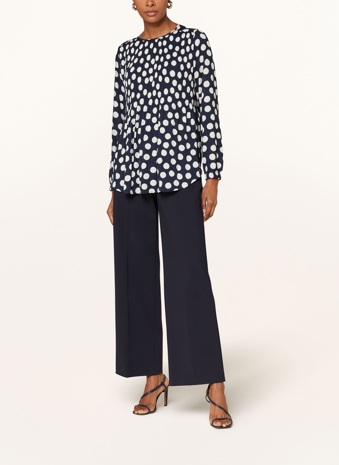 Betty Barclay Pleated blouse, Color: DARK BLUE/ CREAM (Image 2)