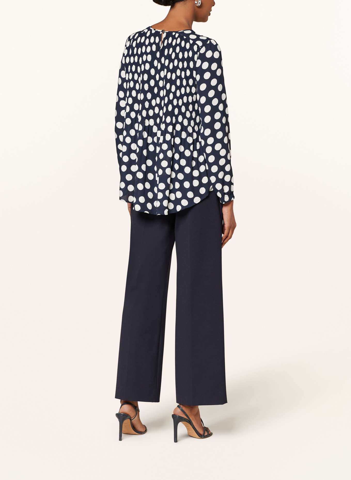 Betty Barclay Pleated blouse, Color: DARK BLUE/ CREAM (Image 3)