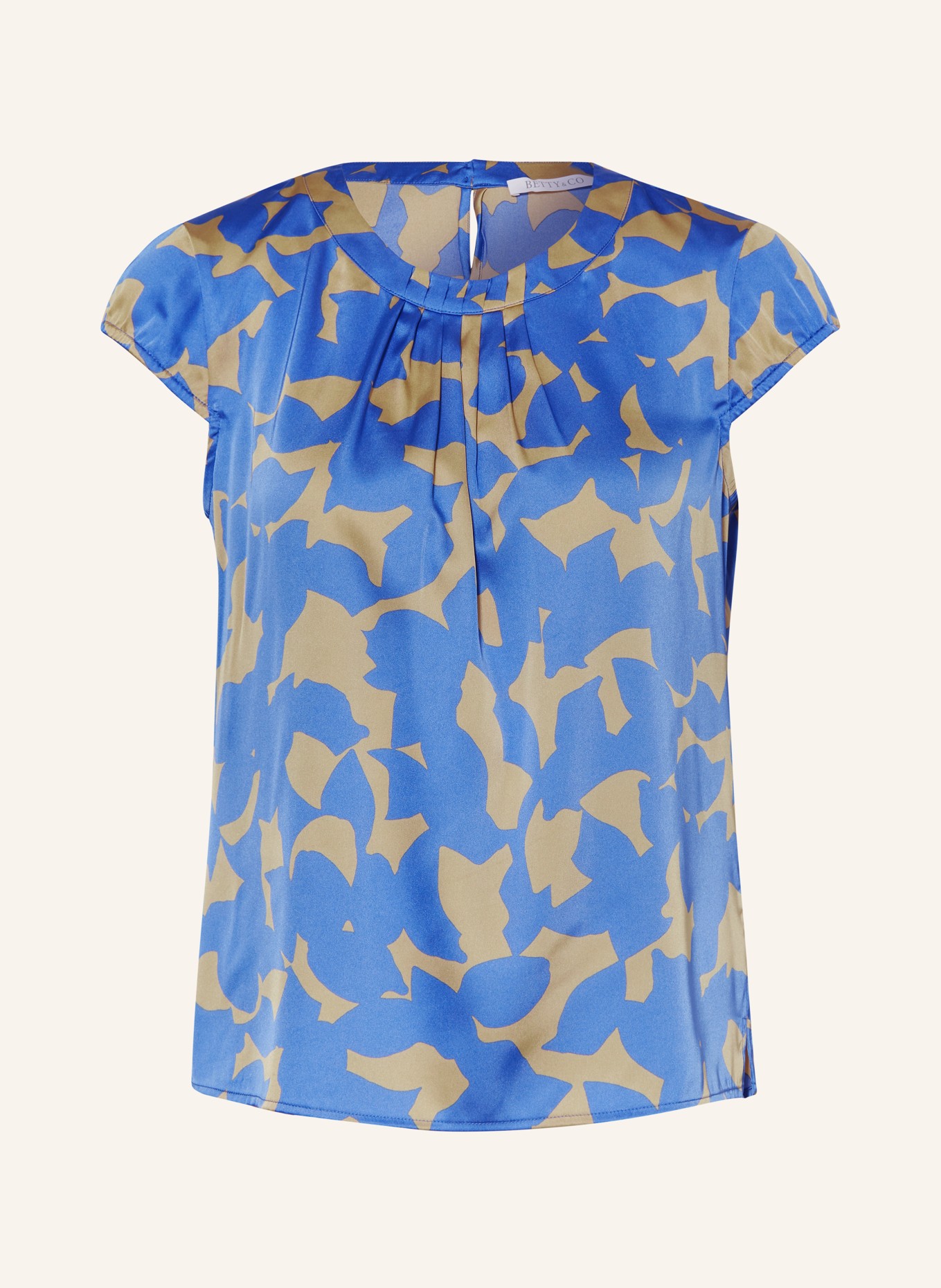 BETTY&CO Blouse top in satin, Color: BLUE/ TAUPE (Image 1)