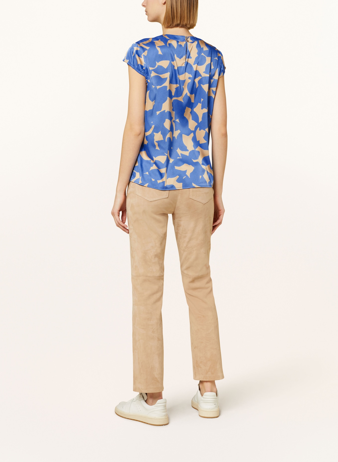 BETTY&CO Blouse top in satin, Color: BLUE/ TAUPE (Image 3)