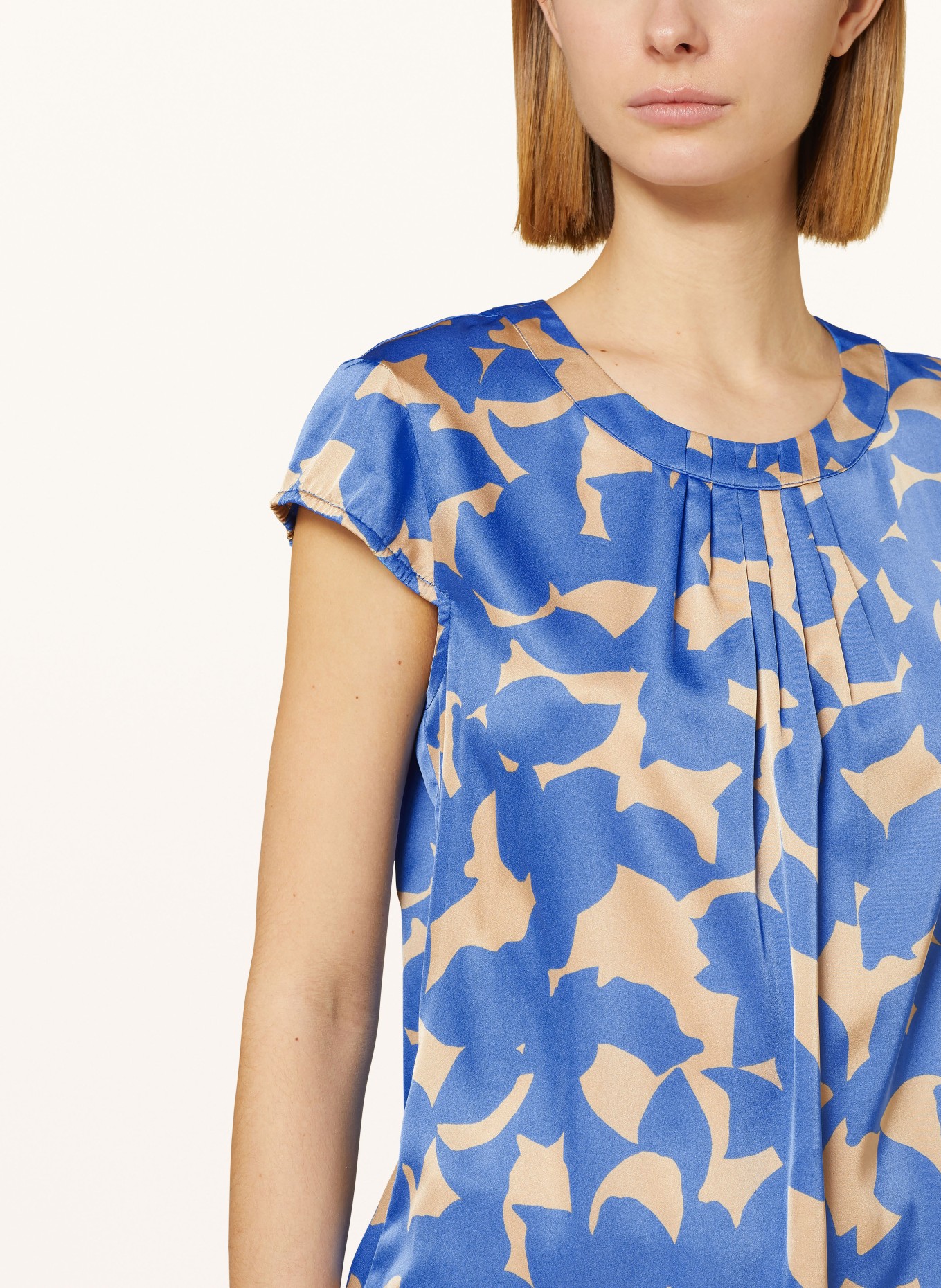 BETTY&CO Blouse top in satin, Color: BLUE/ TAUPE (Image 4)