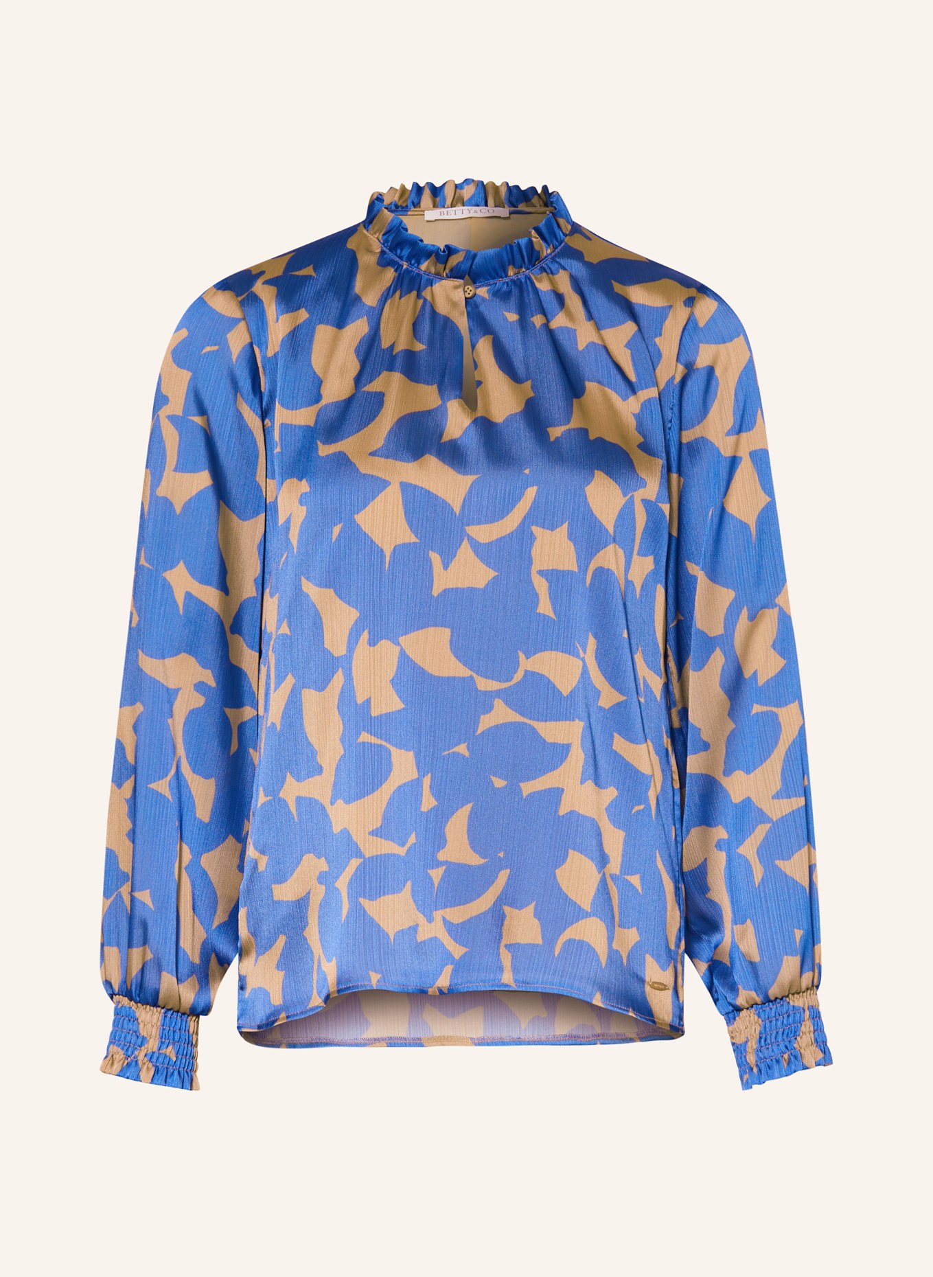 BETTY&CO Shirt blouse, Color: BLUE/ TAUPE (Image 1)