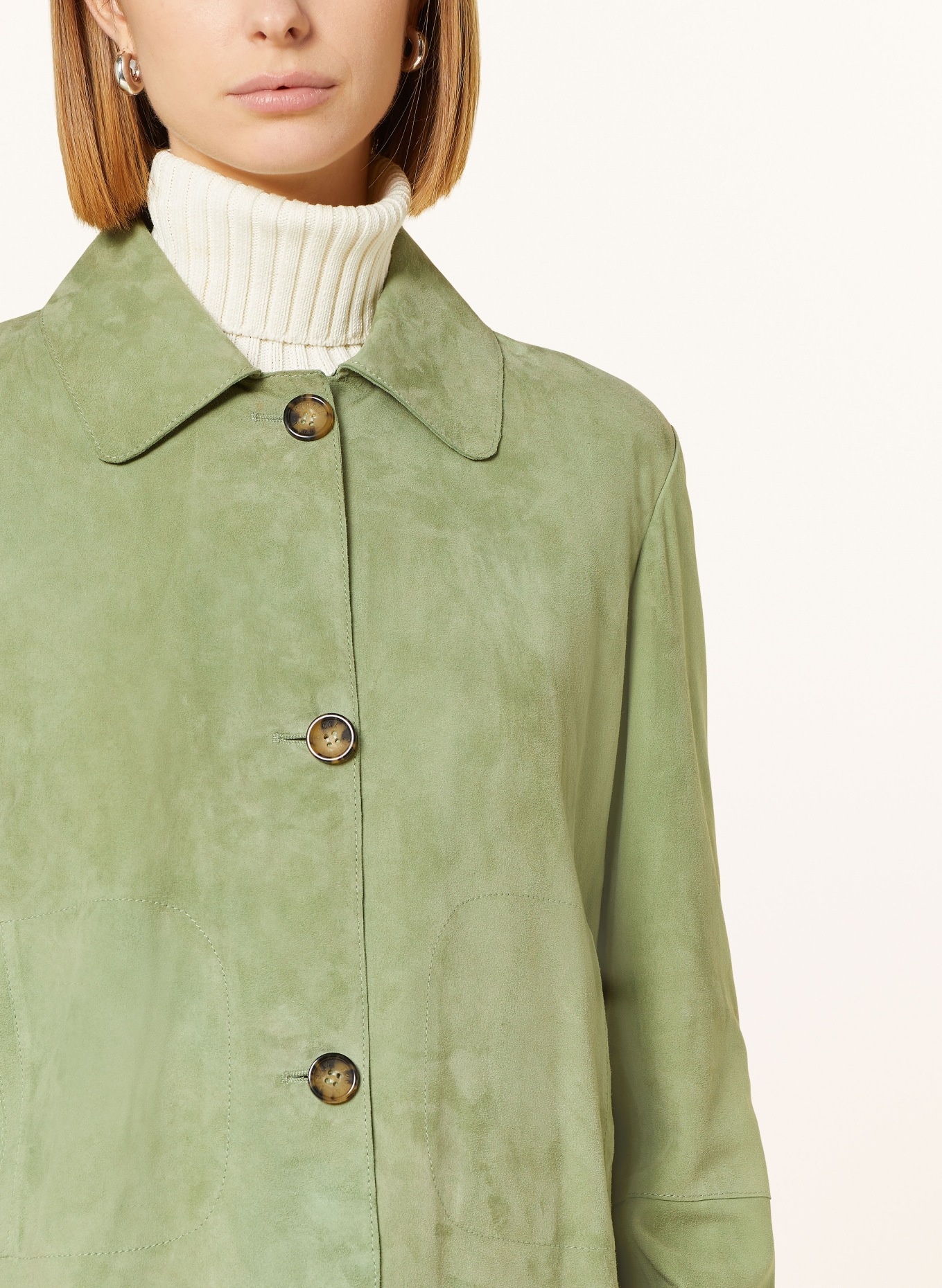 CINZIA ROCCA Leather jacket, Color: LIGHT GREEN (Image 4)
