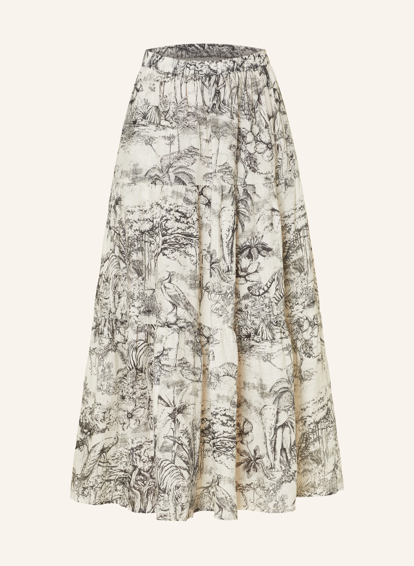 MRS & HUGS Linen skirt, Color: WHITE/ BLACK (Image 1)
