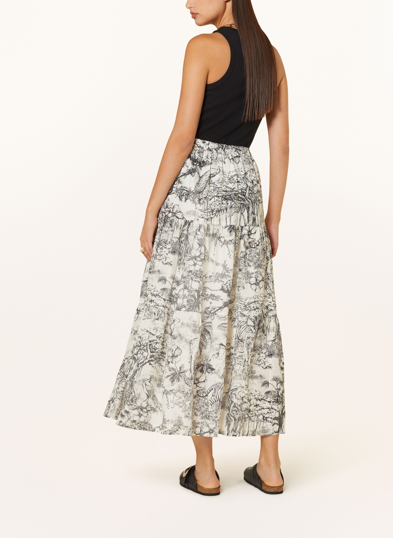 MRS & HUGS Linen skirt, Color: WHITE/ BLACK (Image 3)