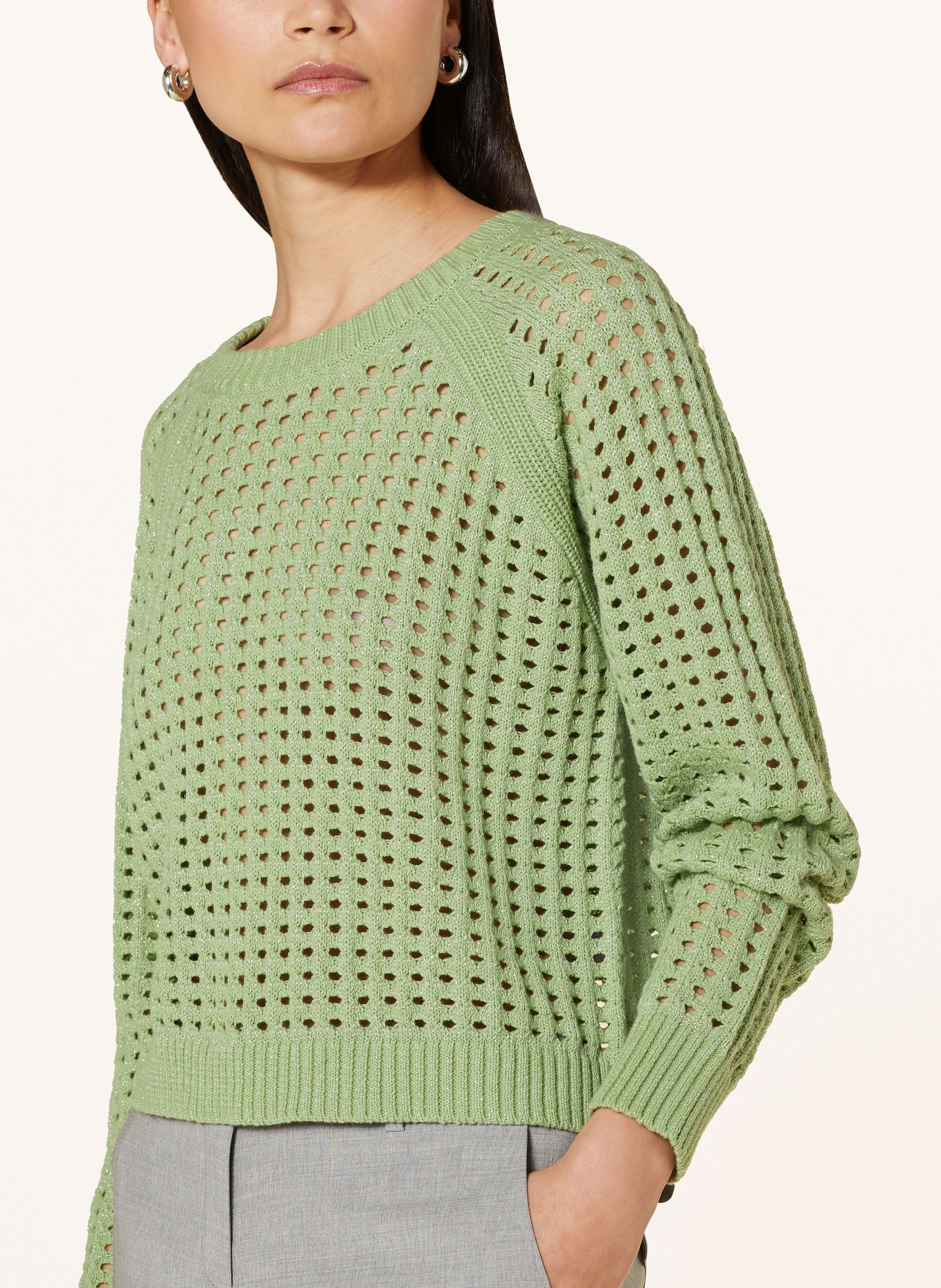MRS & HUGS Sweter z błyszczącą przędzą, Kolor: JASNOZIELONY (Obrazek 4)