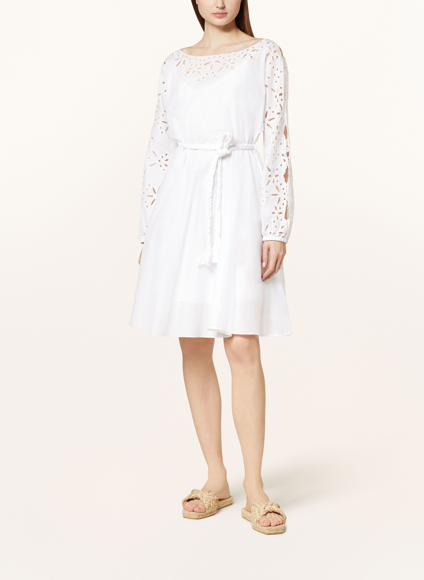 MARC CAIN Dress with broderie anglaise, Color: 100 WHITE (Image 2)