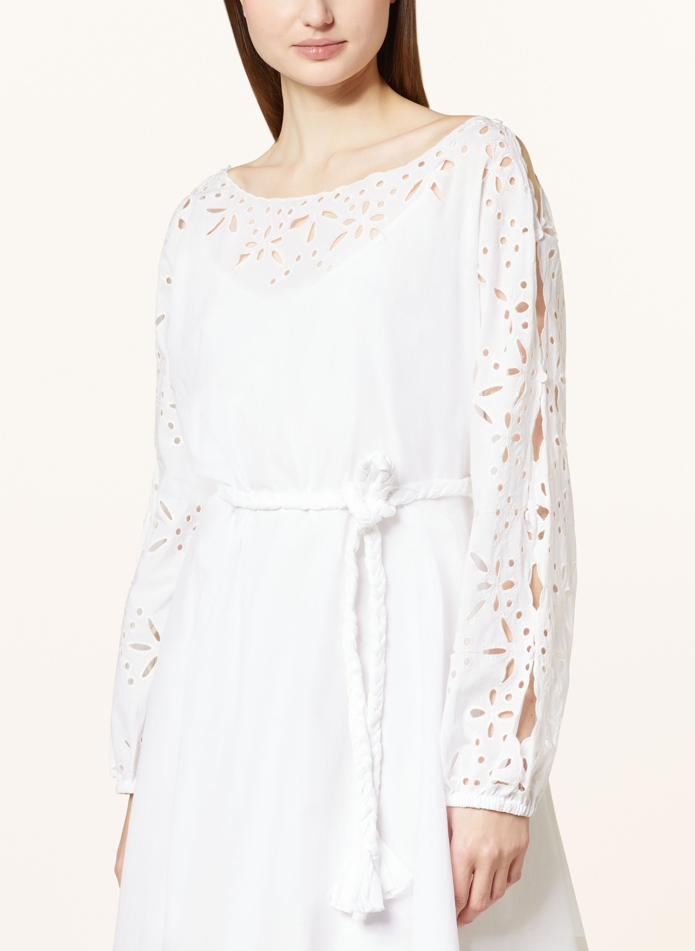 MARC CAIN Dress with broderie anglaise, Color: 100 WHITE (Image 4)