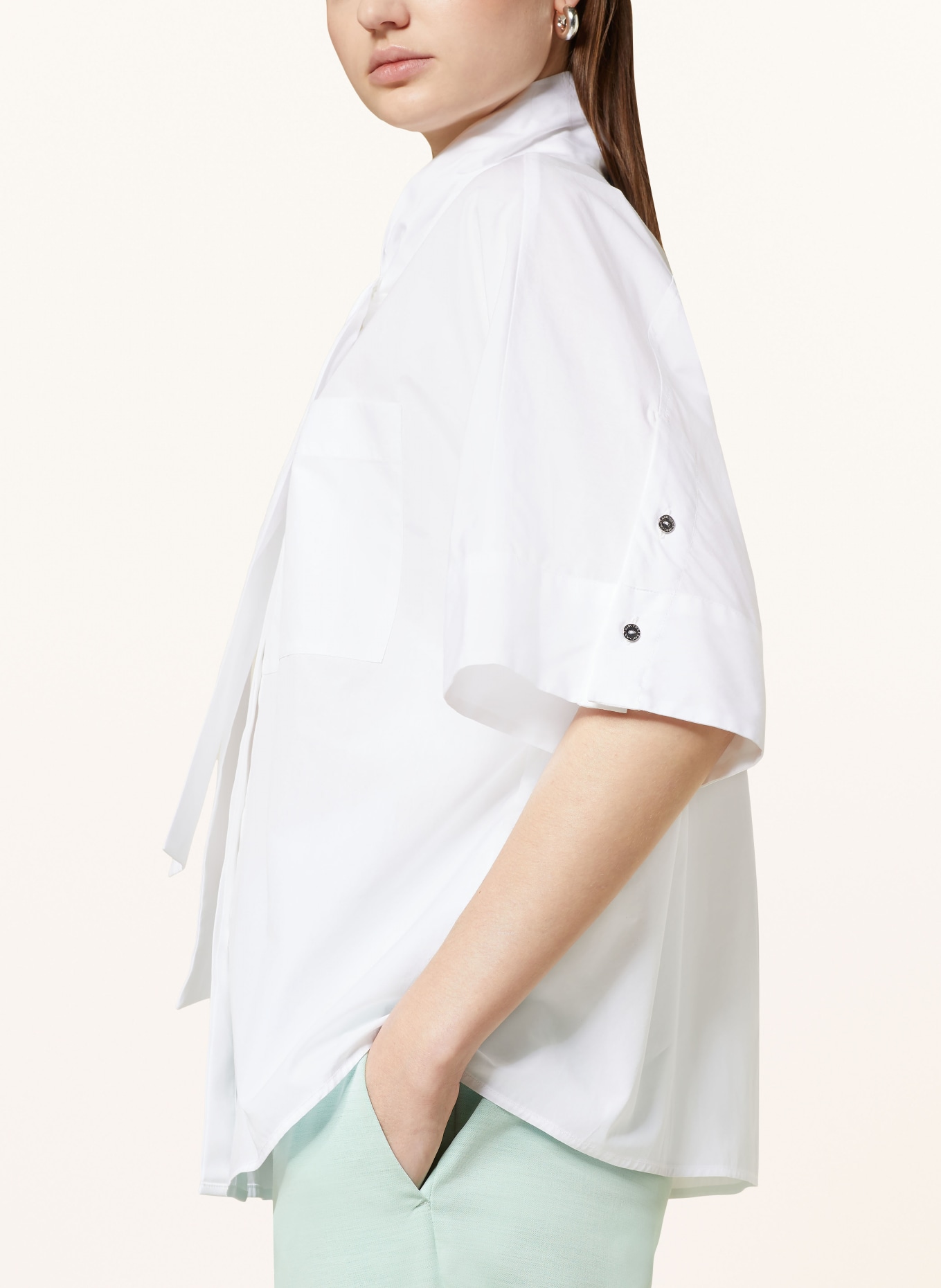MARC CAIN Bluzka z wiązaniem pod szyją, Kolor: 100 WHITE (Obrazek 4)
