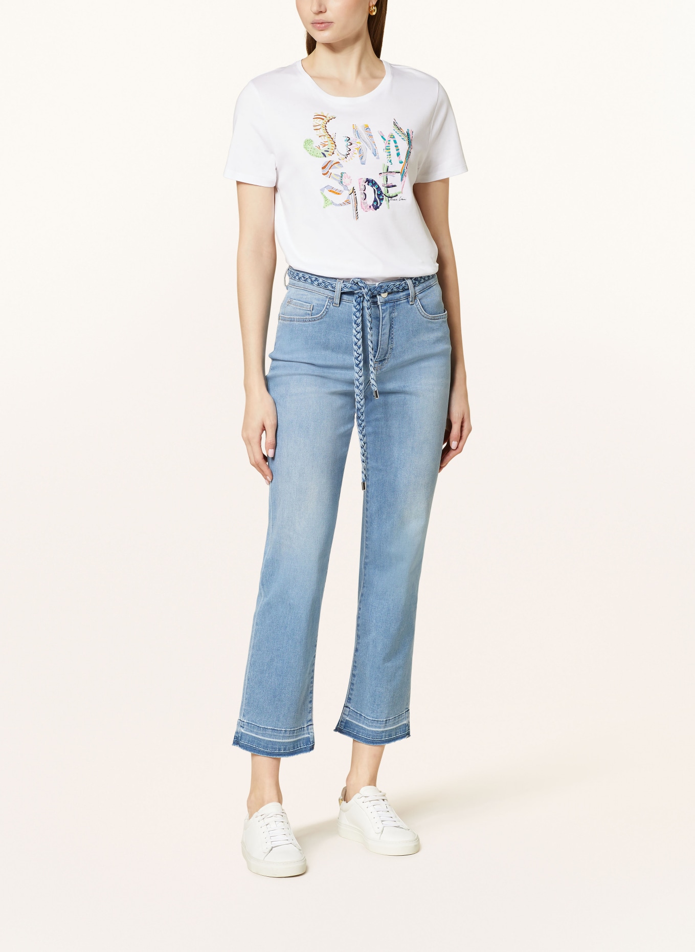 MARC CAIN T-shirt z perełkami i cekinami, Kolor: 100 WHITE (Obrazek 2)