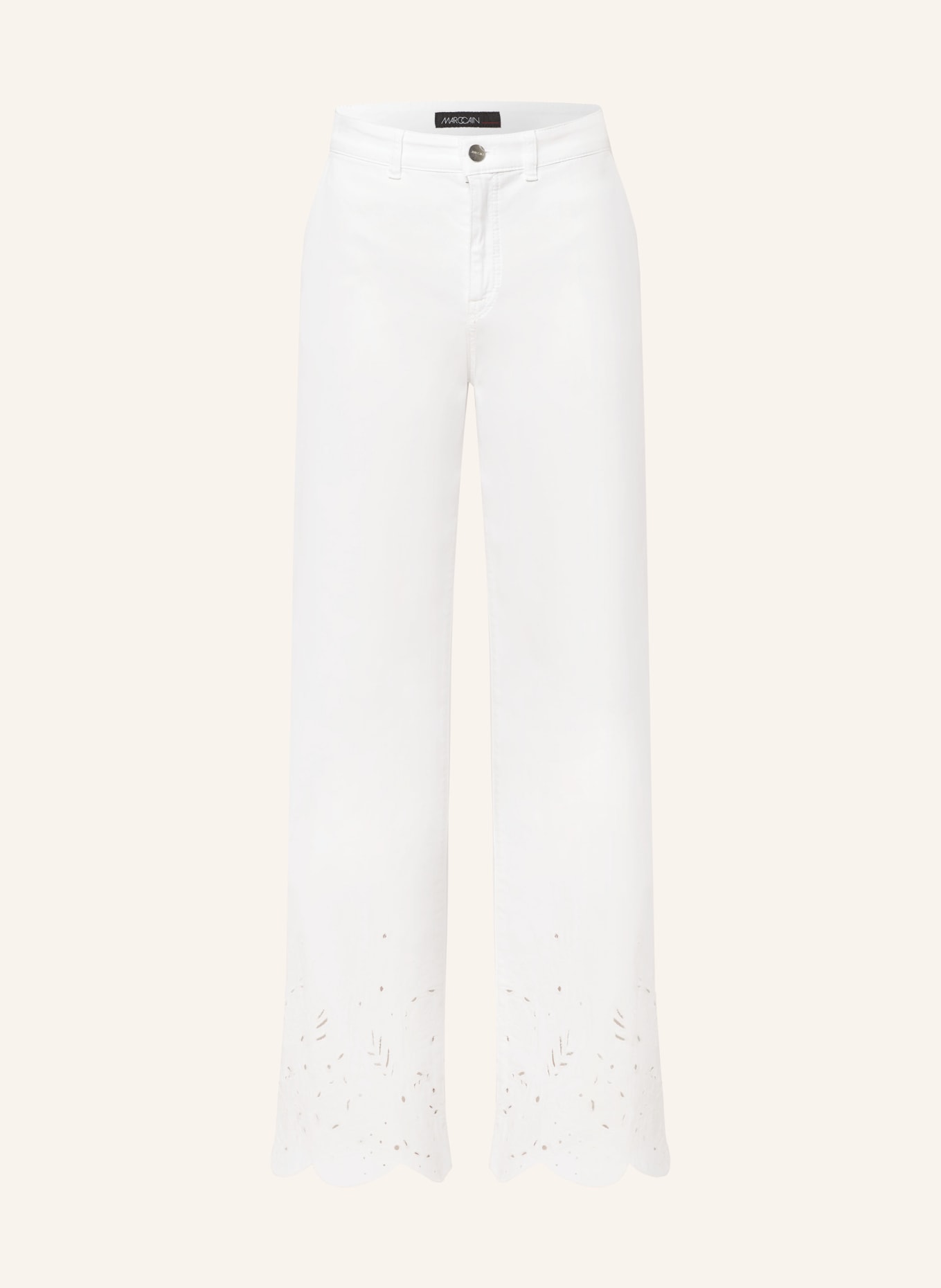 MARC CAIN Jeans WARRI with broderie anglaise, Color: 100 WHITE (Image 1)
