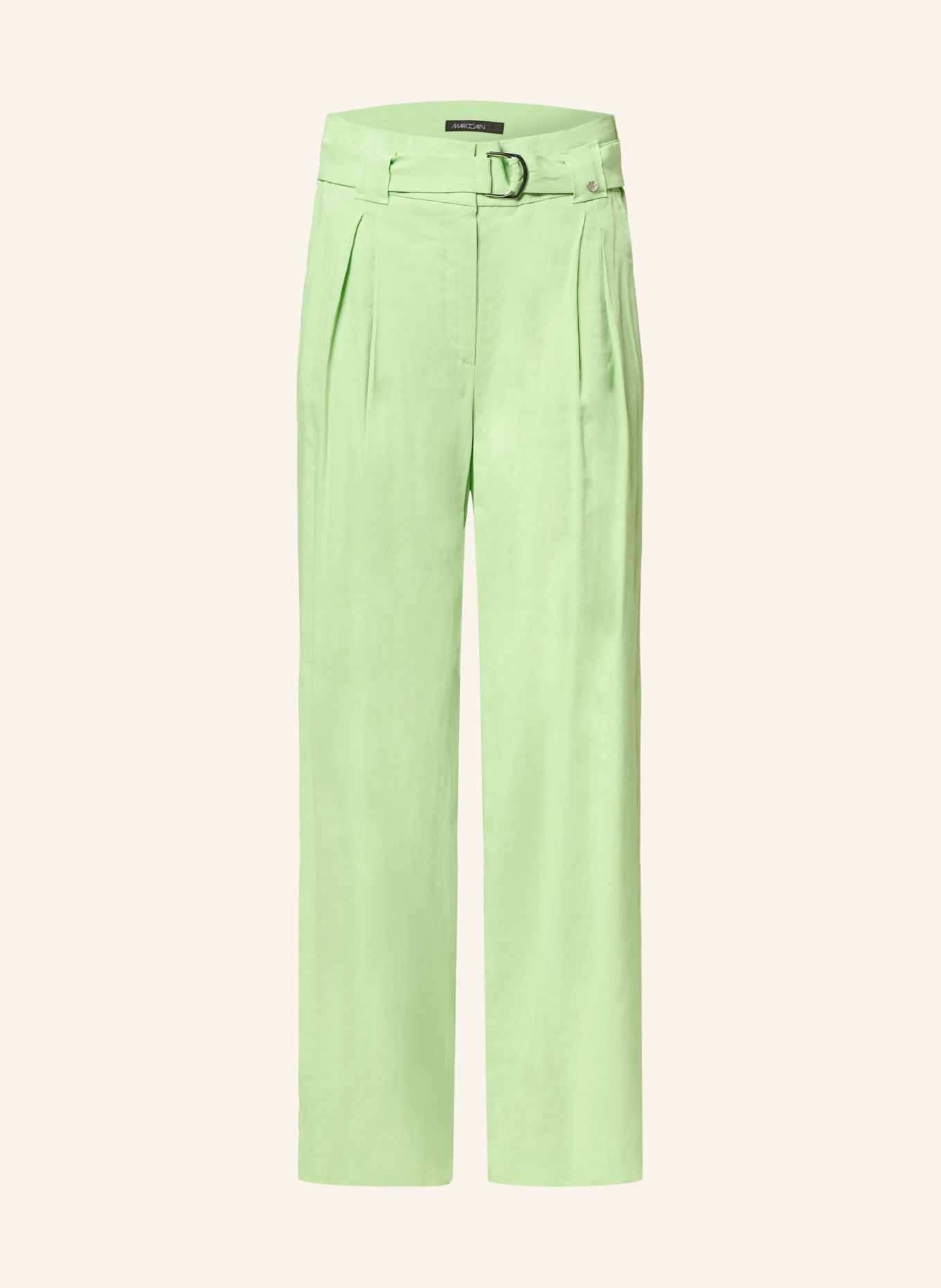 MARC CAIN Wide leg trousers WICHITA with linen, Color: 531 light apple green (Image 1)