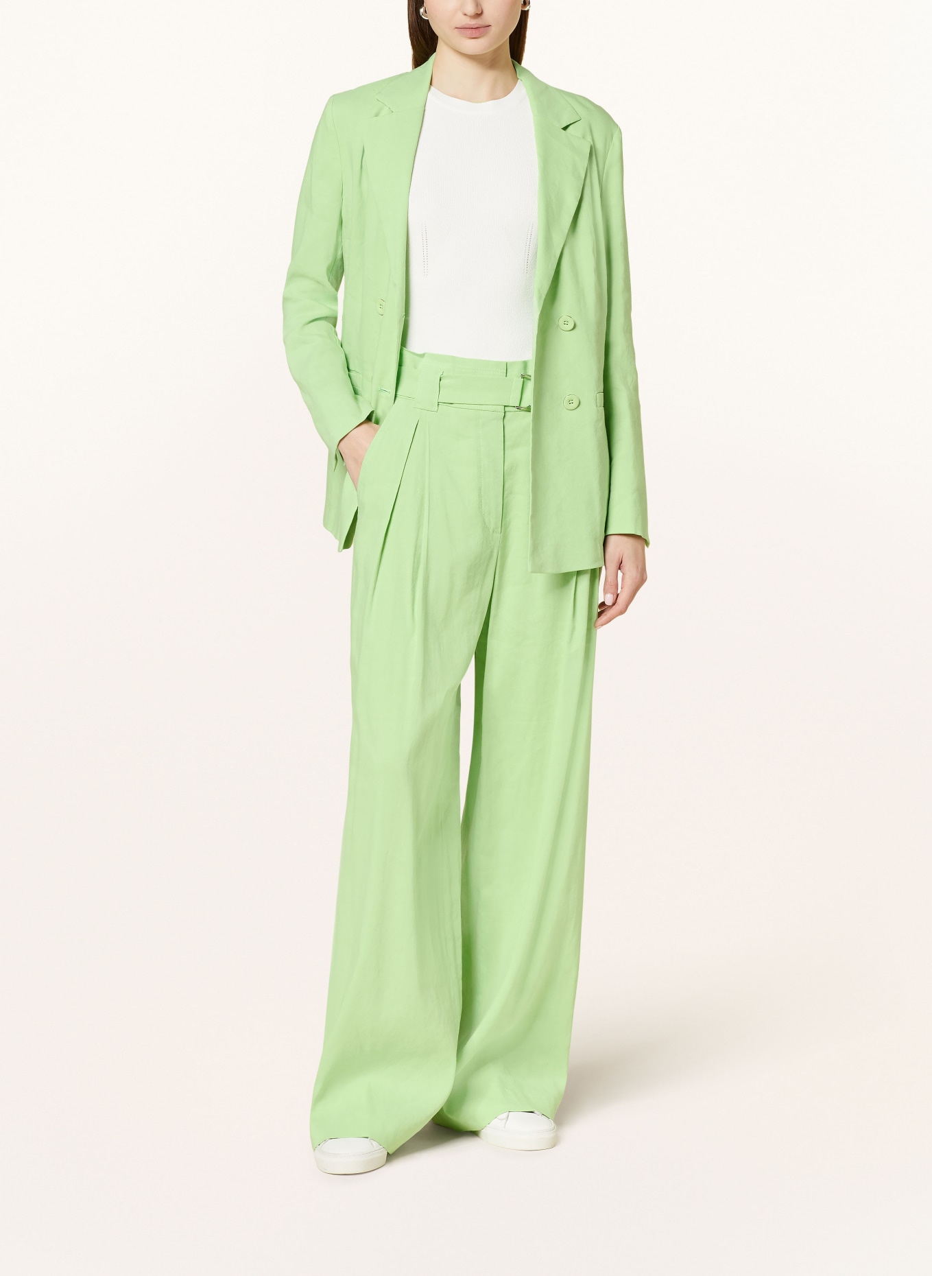 MARC CAIN Wide leg trousers WICHITA with linen, Color: 531 light apple green (Image 2)