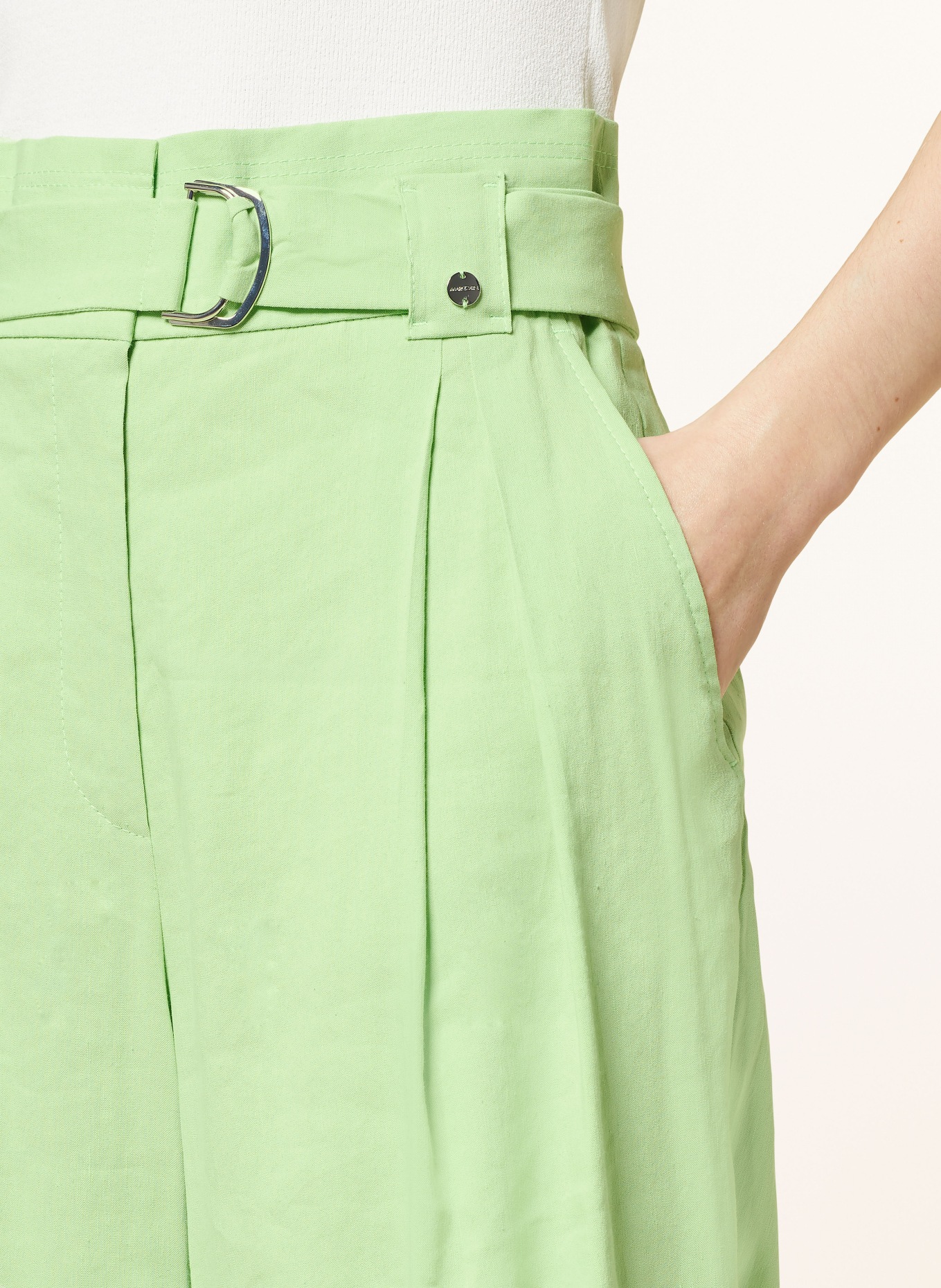 MARC CAIN Wide leg trousers WICHITA with linen, Color: 531 light apple green (Image 5)