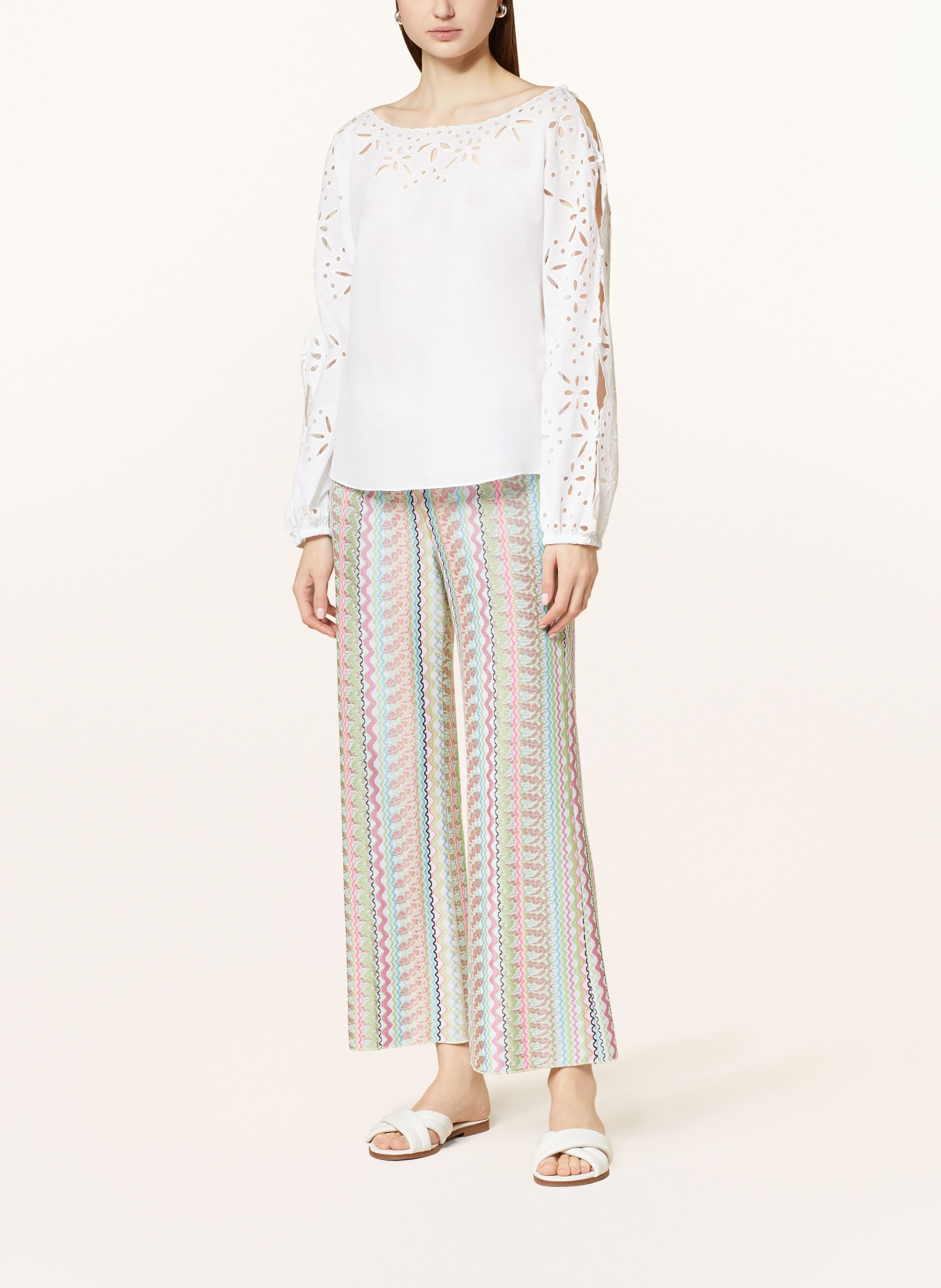 MARC CAIN Shirt blouse with broderie anglaise, Color: 100 WHITE (Image 2)