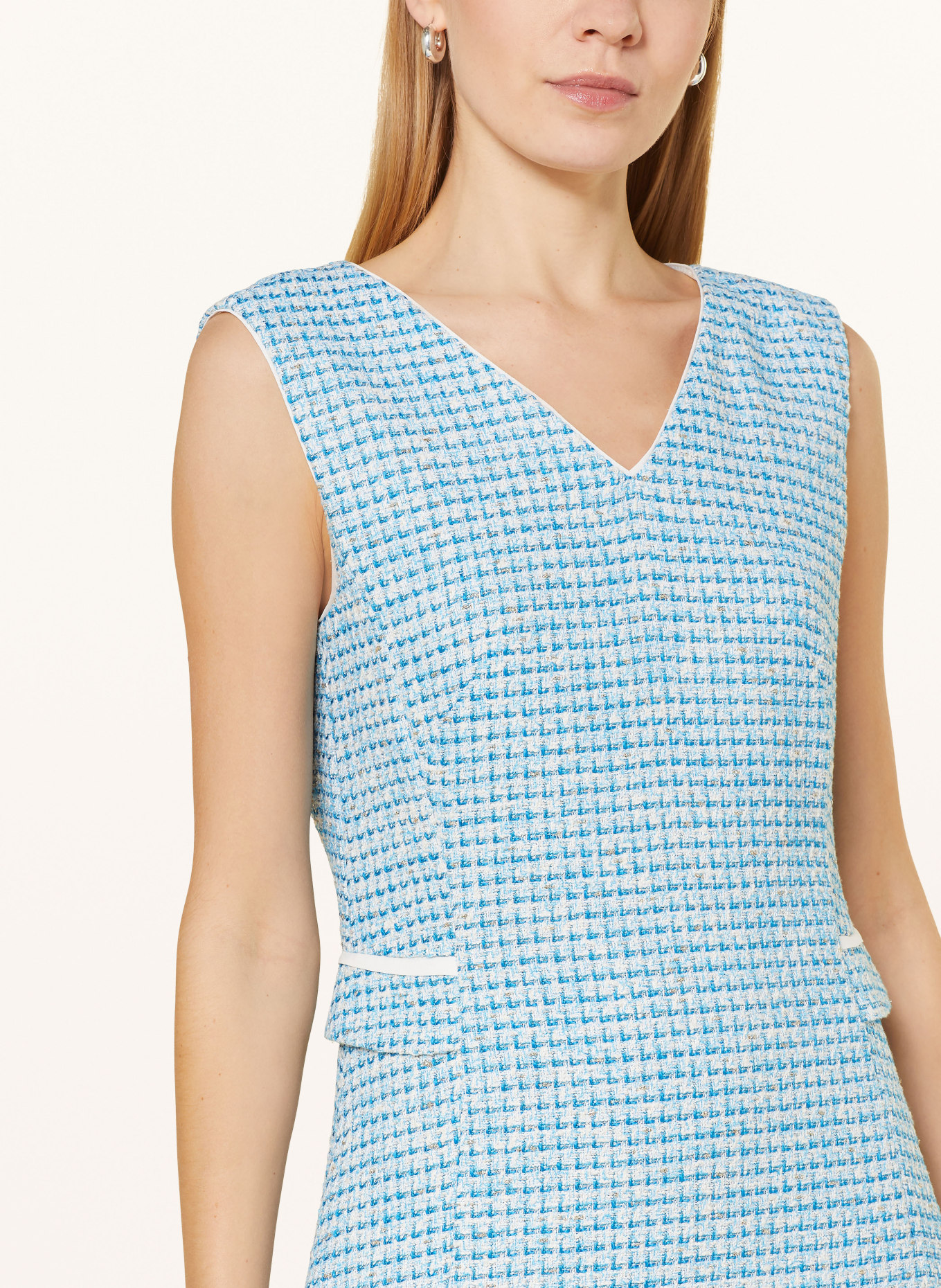 MARC CAIN Tweed dress with glitter thread, Color: 341 light azure (Image 4)