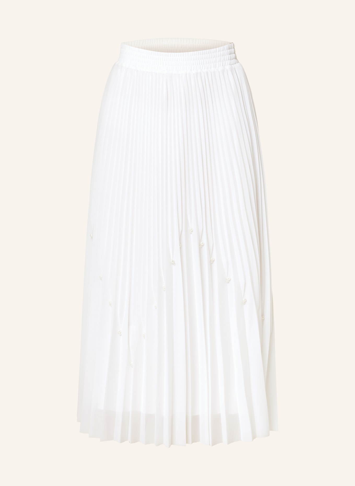 MARC CAIN Pleated skirt with decorative beads, Color: 110 off (Image 1)