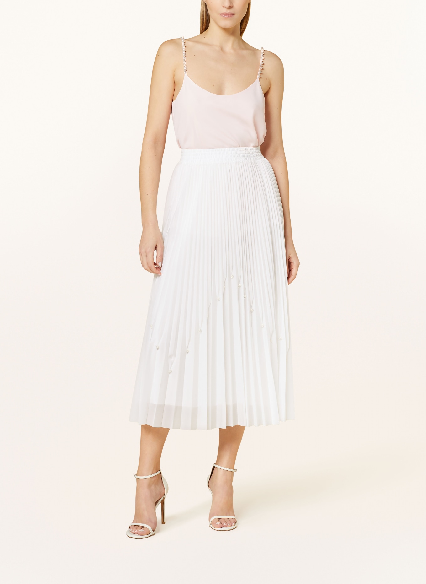 MARC CAIN Pleated skirt with decorative beads, Color: 110 off (Image 2)