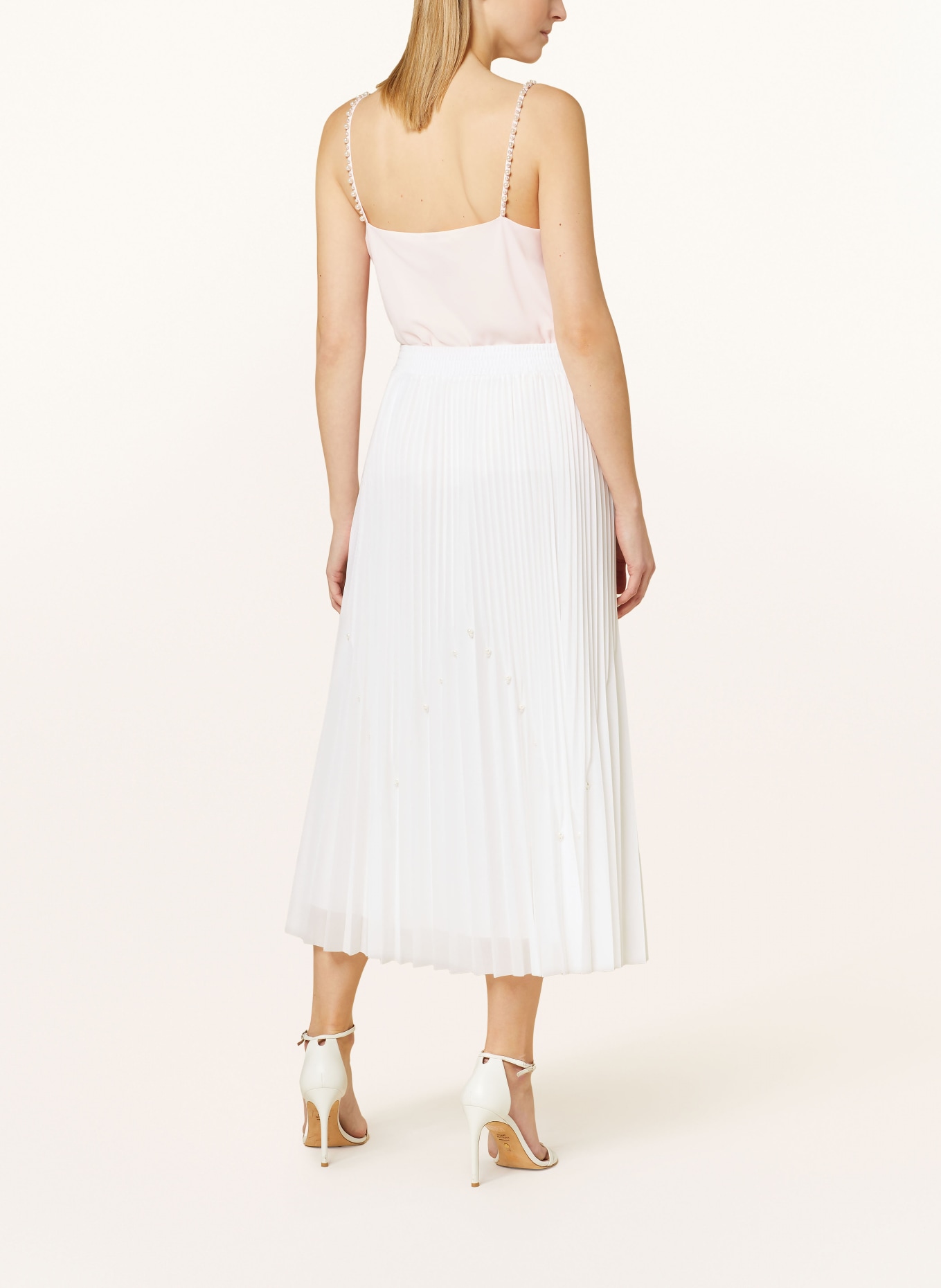 MARC CAIN Pleated skirt with decorative beads, Color: 110 off (Image 3)