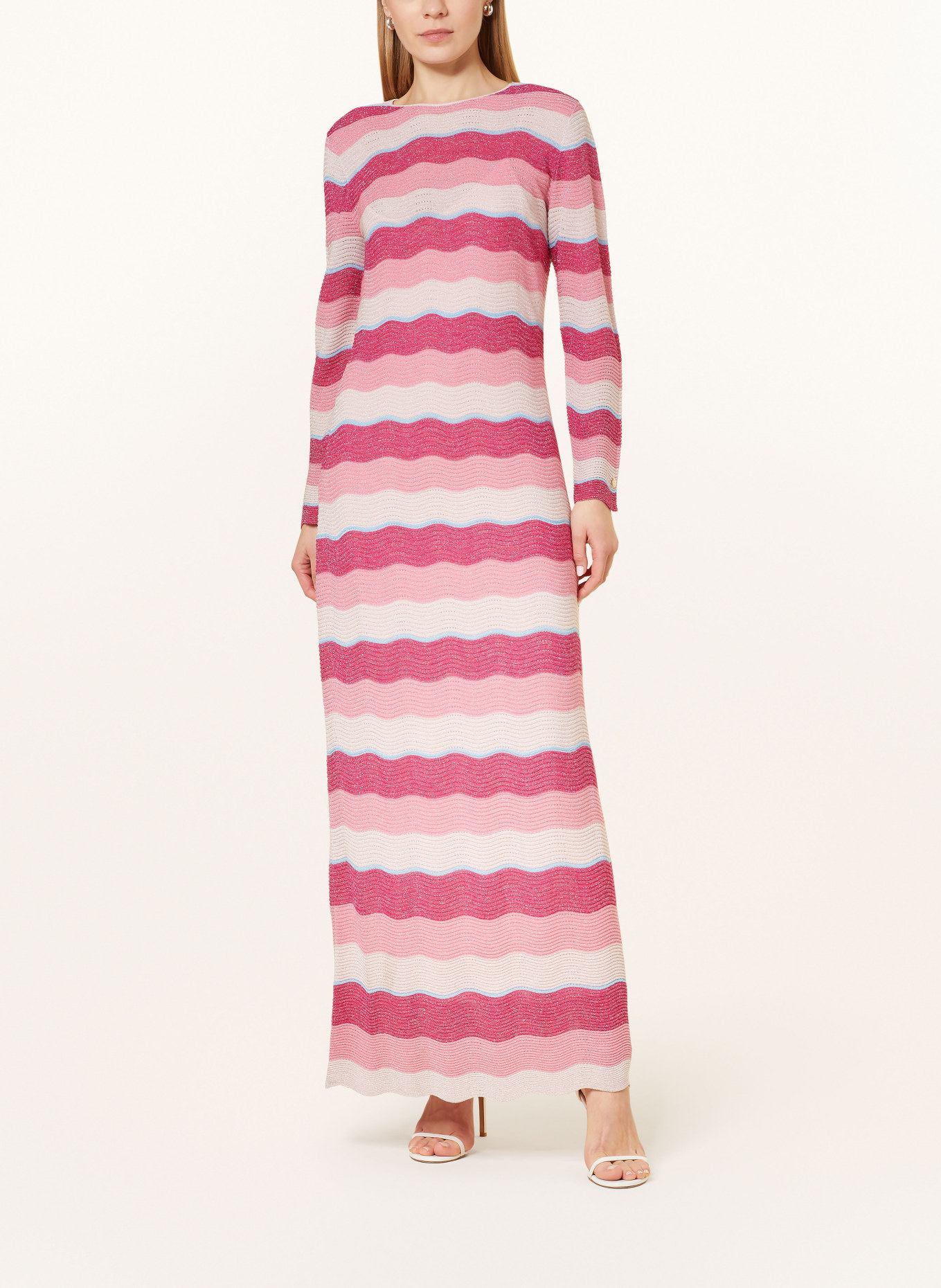 MARC CAIN Dzianinowa sukienka z błyszczącą przędzą, Kolor: 267 deep fuchsia (Obrazek 2)
