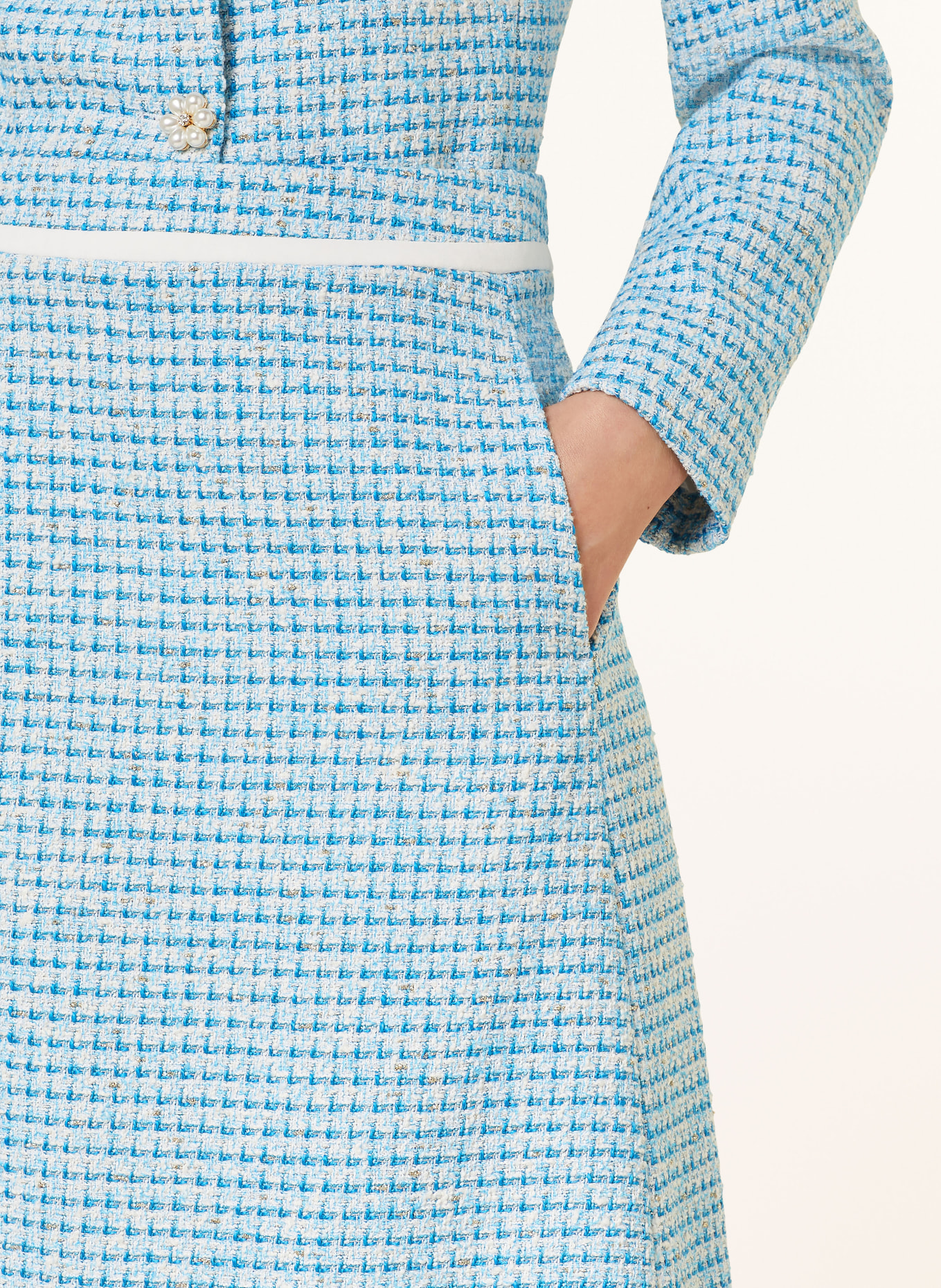 MARC CAIN Tweed skirt with glitter thread, Color: 341 light azure (Image 4)