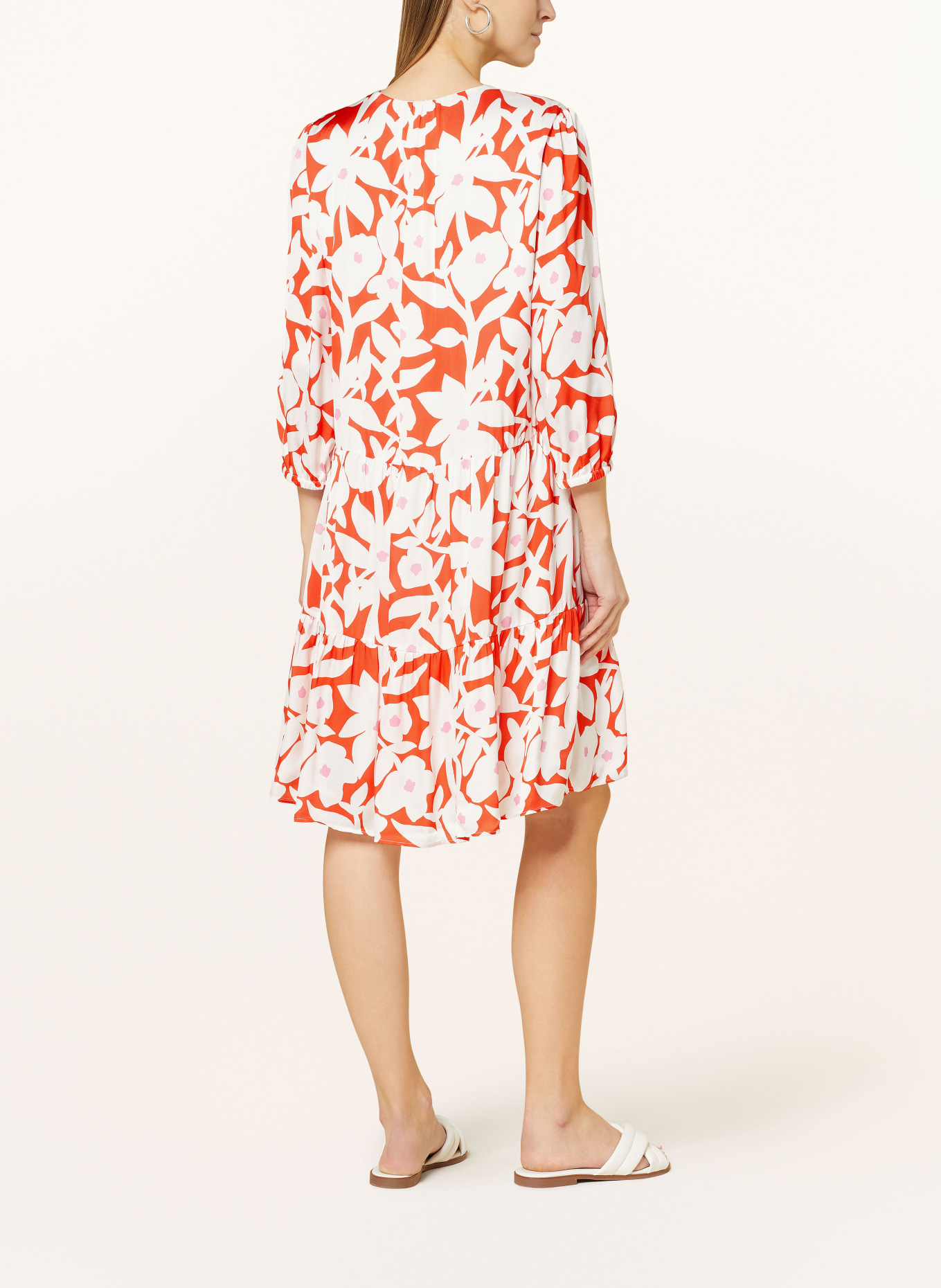 MARC CAIN Sukienka z satyny z rękawami 3/4, Kolor: 223 bright tomato (Obrazek 3)