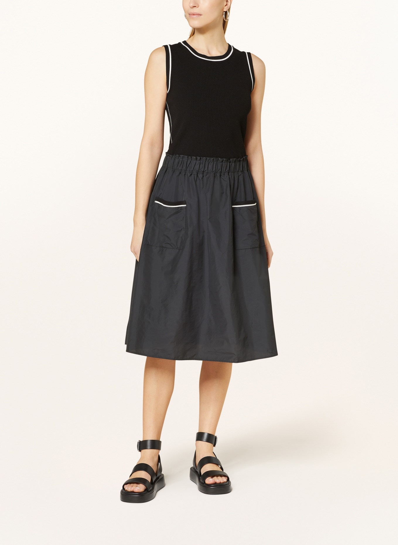 MARC CAIN Sukienka z mieszanki materiałów, Kolor: 900 BLACK (Obrazek 2)