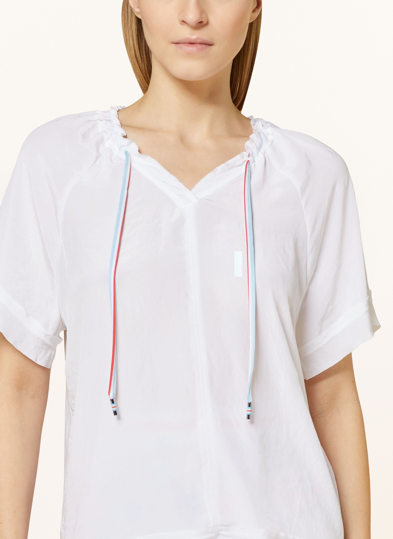 MARC CAIN Shirt blouse in mixed materials, Color: 100 WHITE (Image 4)