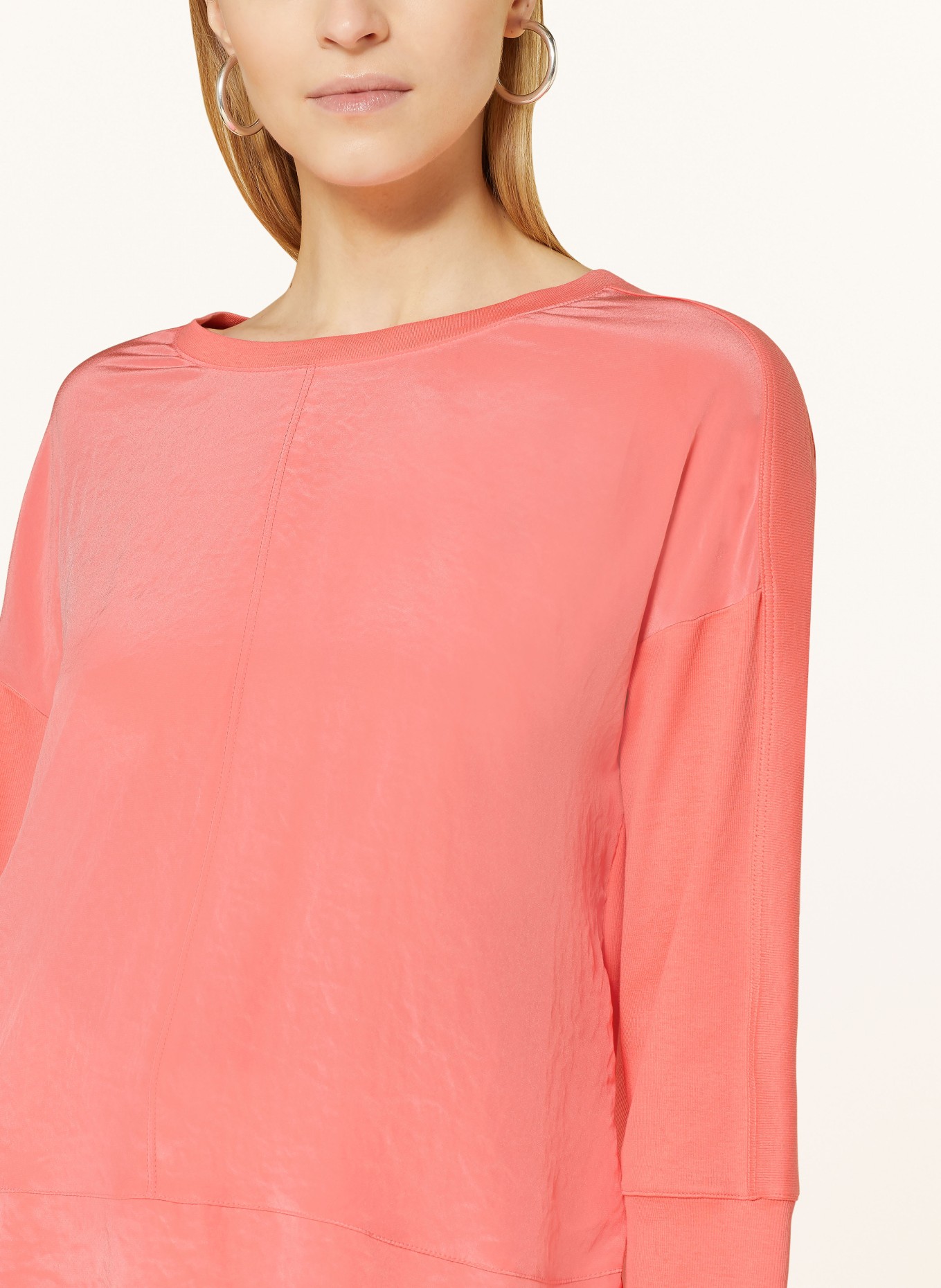 MARC CAIN Shirt blouse in mixed materials with 3/4 sleeves, Color: 238 light neon red (Image 4)