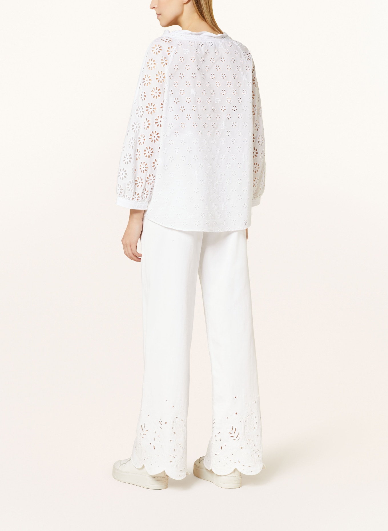 MARC CAIN Shirt blouse in broderie anglaise, Color: 100 WHITE (Image 3)