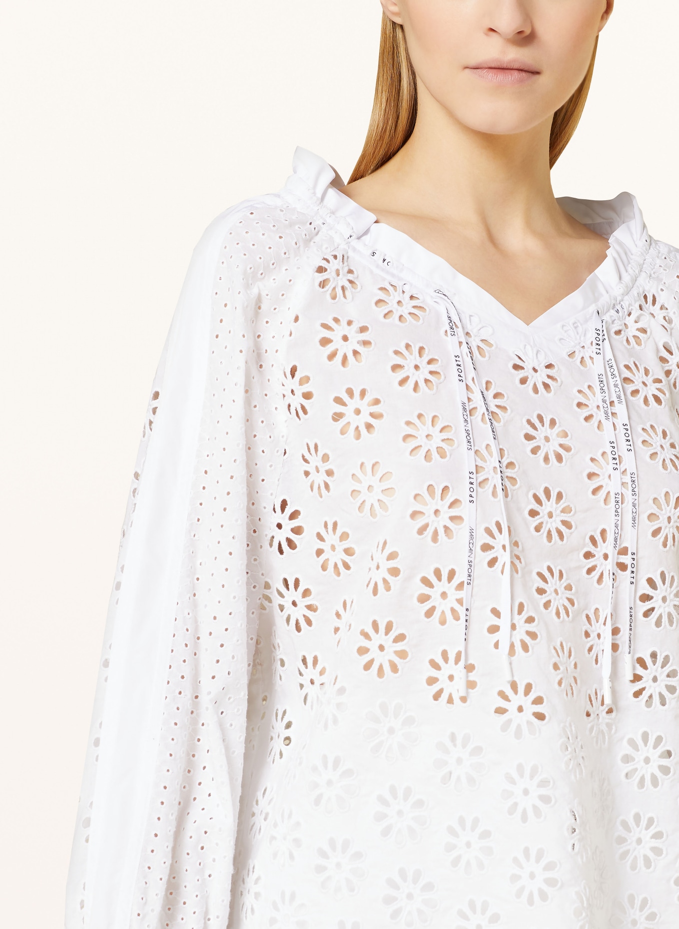 MARC CAIN Shirt blouse in broderie anglaise, Color: 100 WHITE (Image 4)