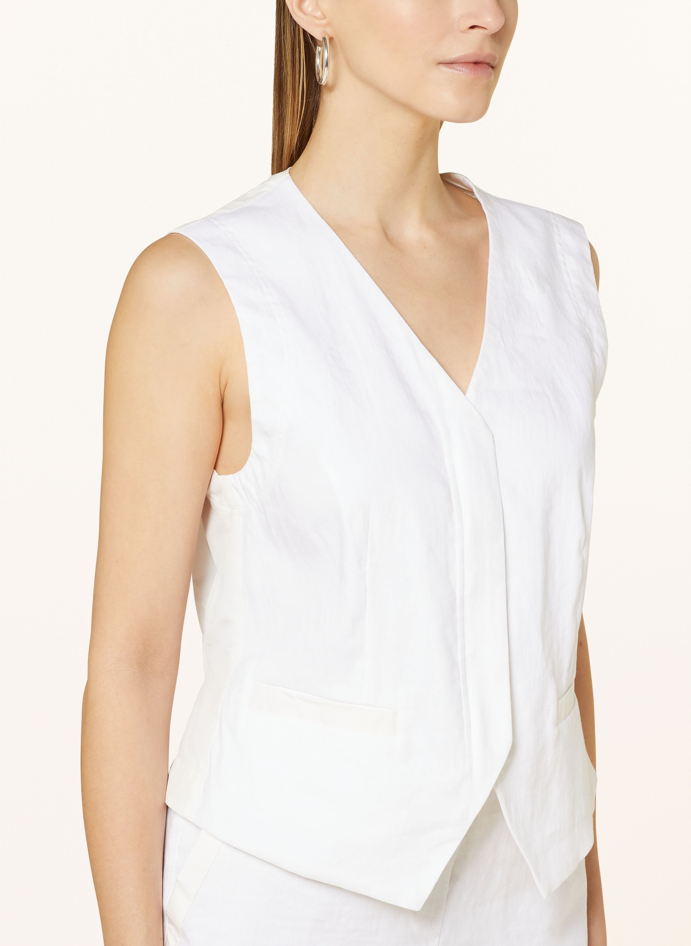 MARC CAIN Blejzrová vesta s příměsí lnu, Barva: 100 WHITE (Obrázek 4)