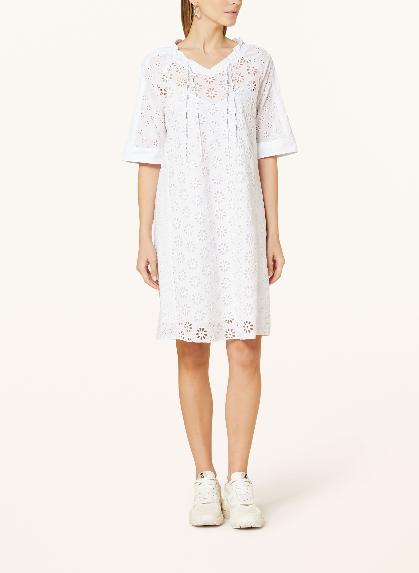 MARC CAIN Sukienka z dziurkowanej koronki, Kolor: 100 WHITE (Obrazek 2)