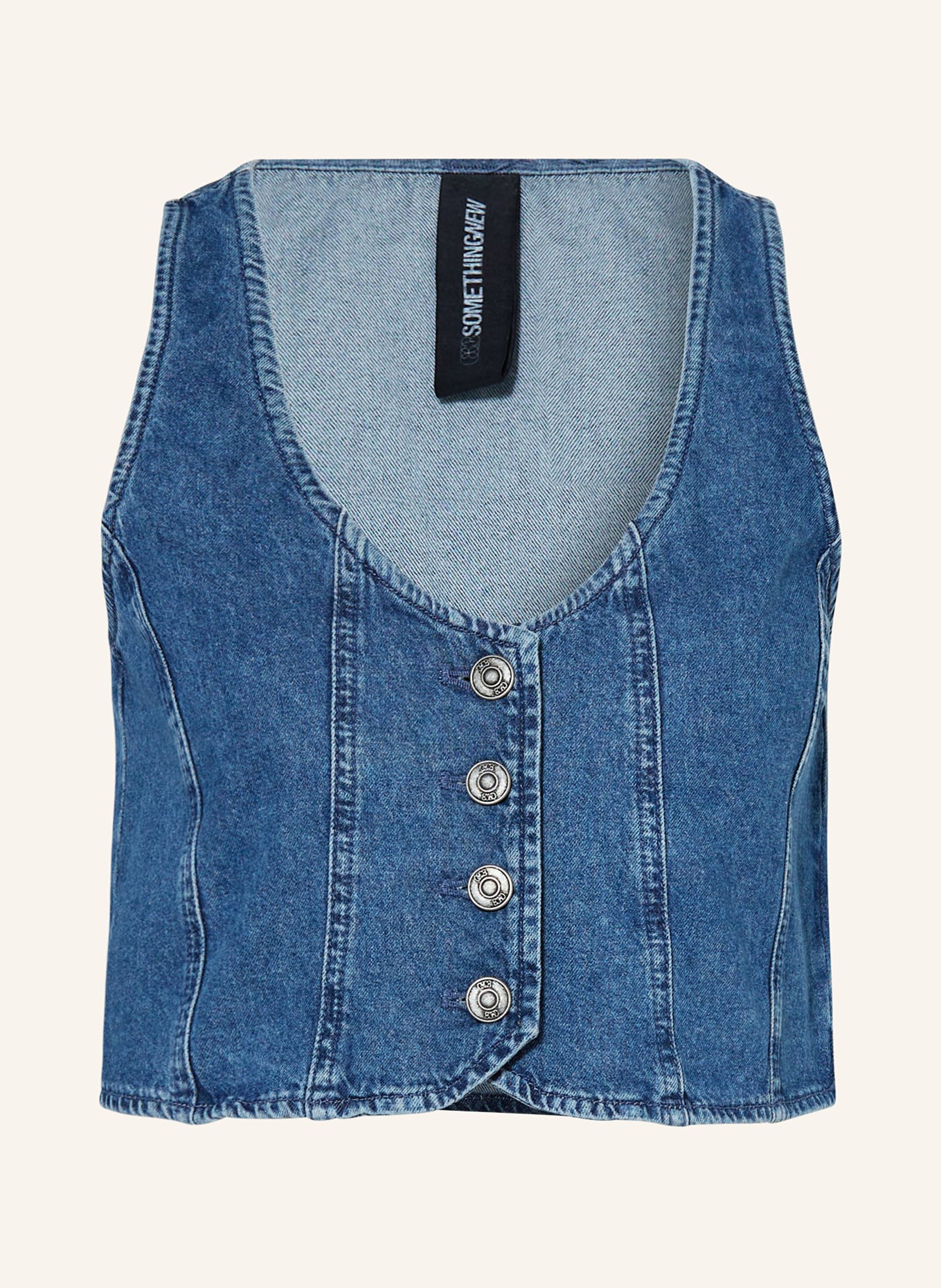 SOMETHINGNEW Cropped denim vest SNEMILY, Color: DARK BLUE (Image 1)