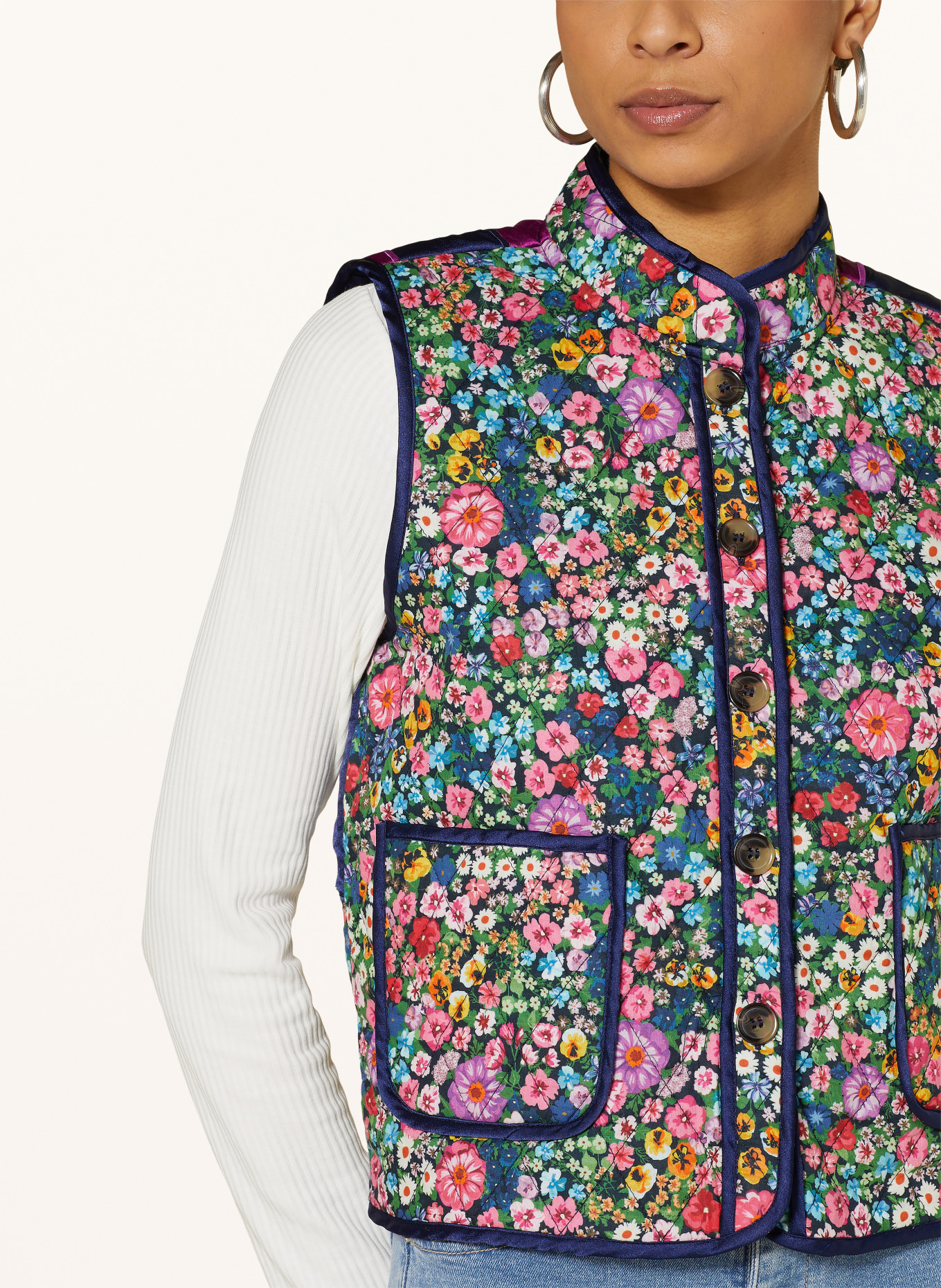 lollys laundry Quilted vest CAIROLL, Color: DARK BLUE/ FUCHSIA/ GREEN (Image 4)
