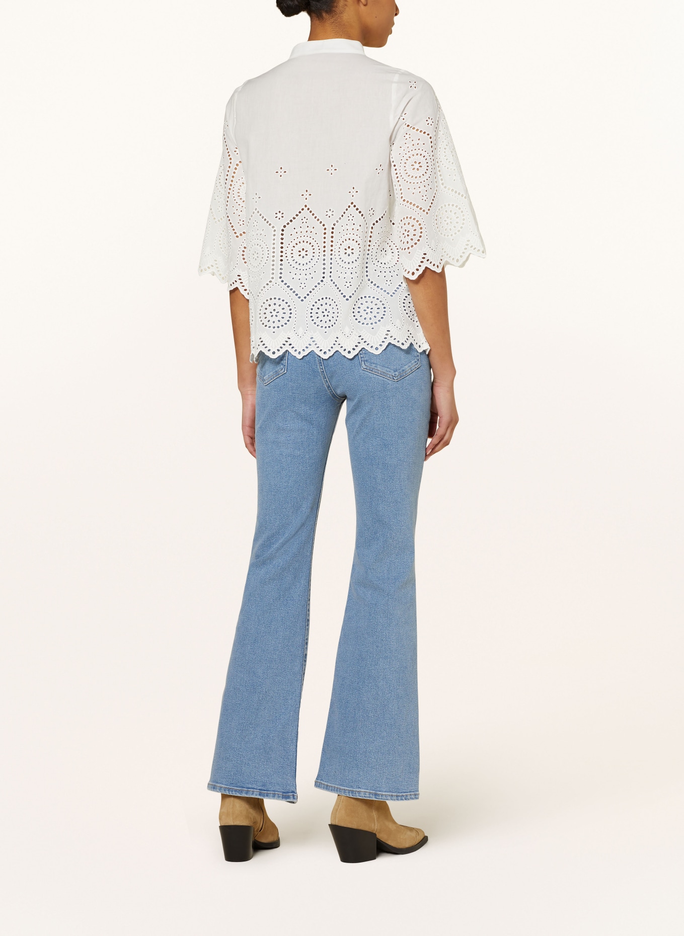 lollys laundry Shirt blouse LOUISELL with broderie anglaise, Color: WHITE (Image 3)