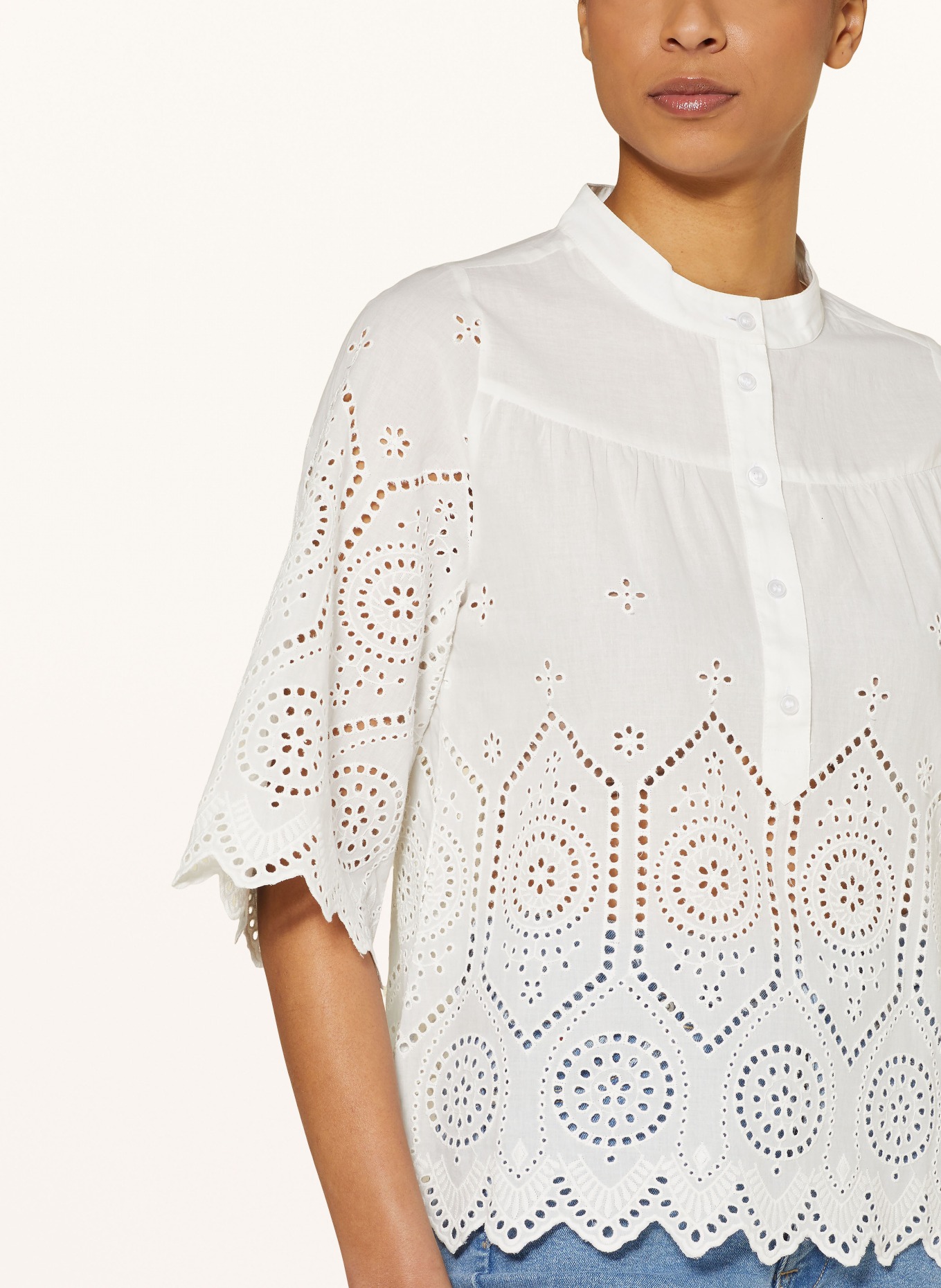 lollys laundry Shirt blouse LOUISELL with broderie anglaise, Color: WHITE (Image 4)