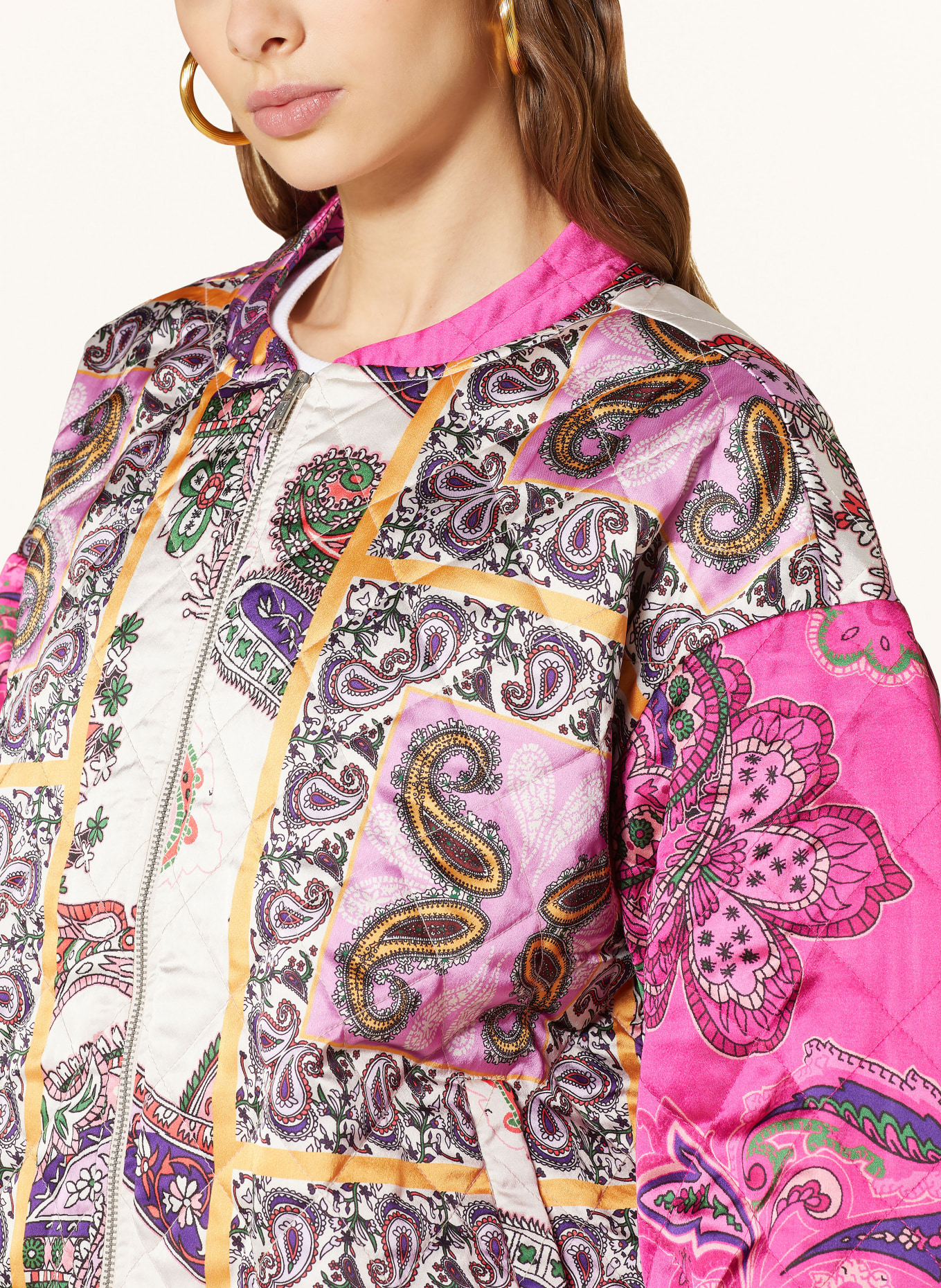 lollys laundry Bomber jacket MONTEREY, Color: FUCHSIA/ PINK/ ECRU (Image 4)