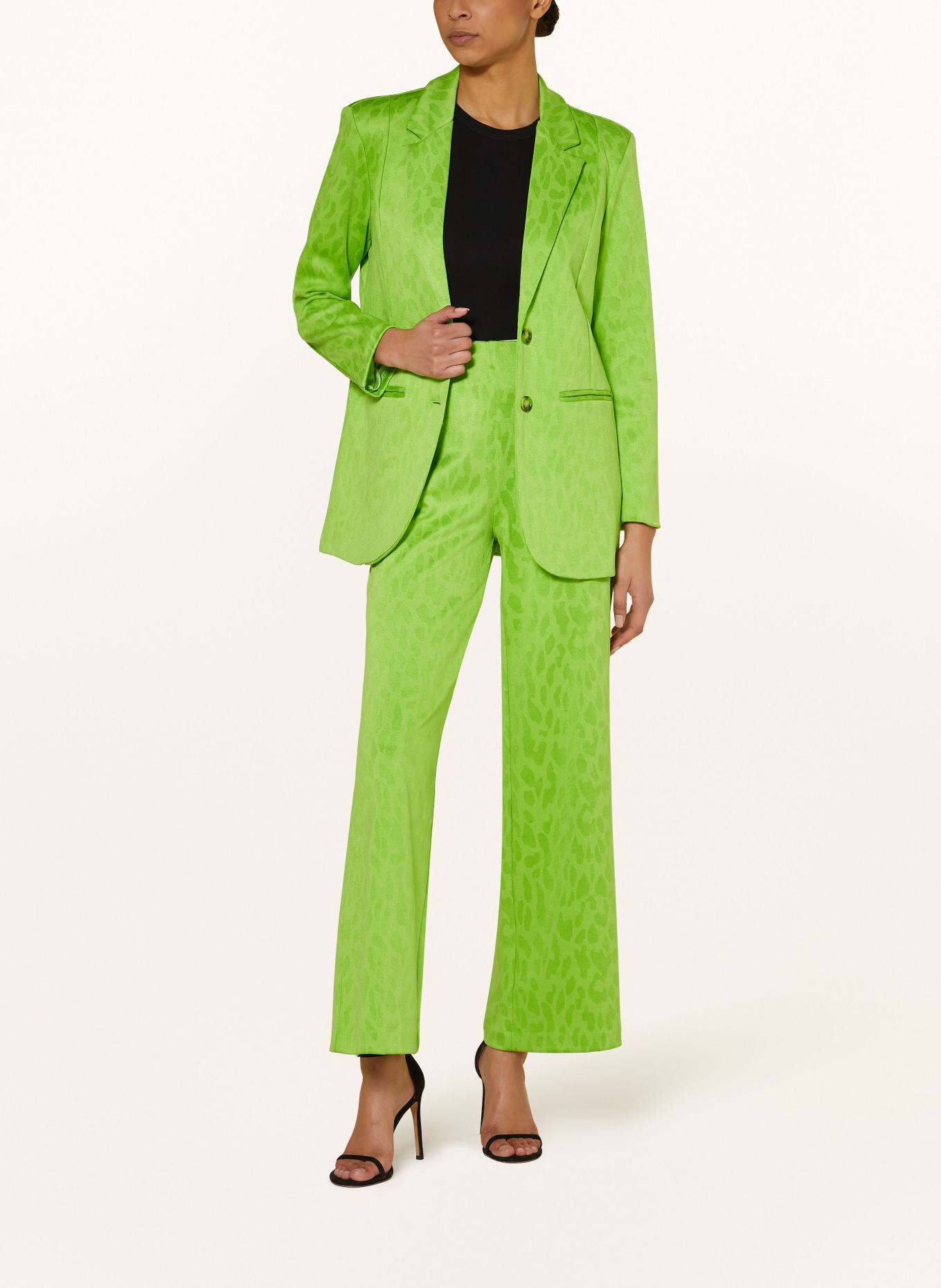 ICHI Wide leg trousers IHKATE, Color: NEON GREEN/ LIGHT GREEN (Image 2)