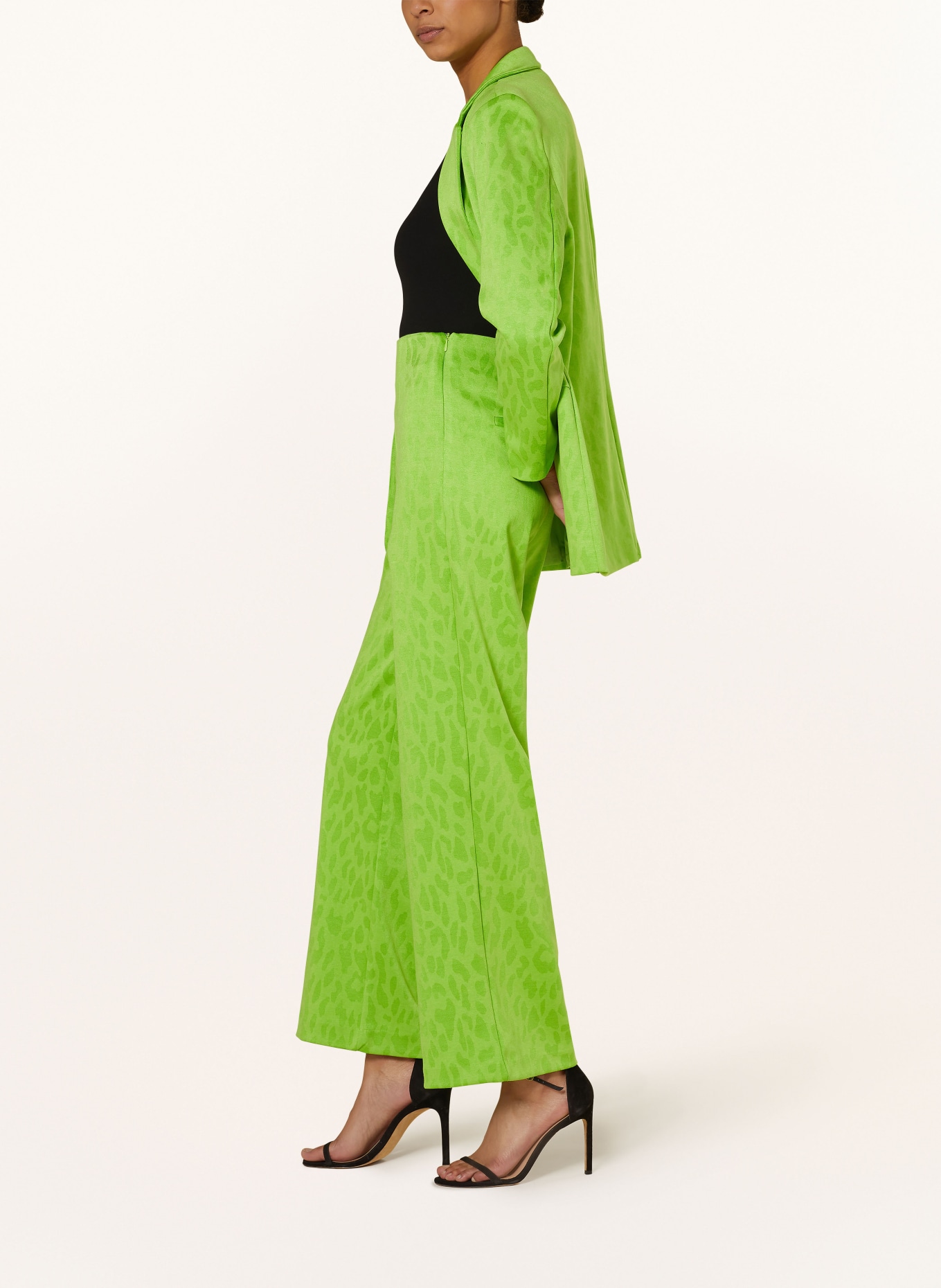 ICHI Wide leg trousers IHKATE, Color: NEON GREEN/ LIGHT GREEN (Image 4)