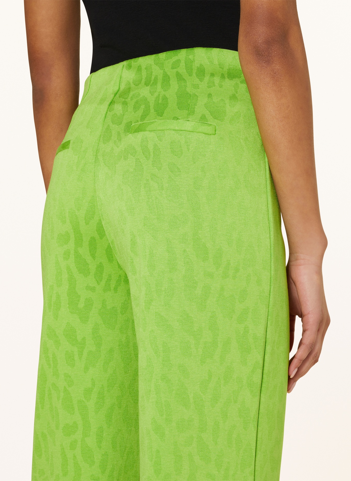 ICHI Wide leg trousers IHKATE, Color: NEON GREEN/ LIGHT GREEN (Image 5)