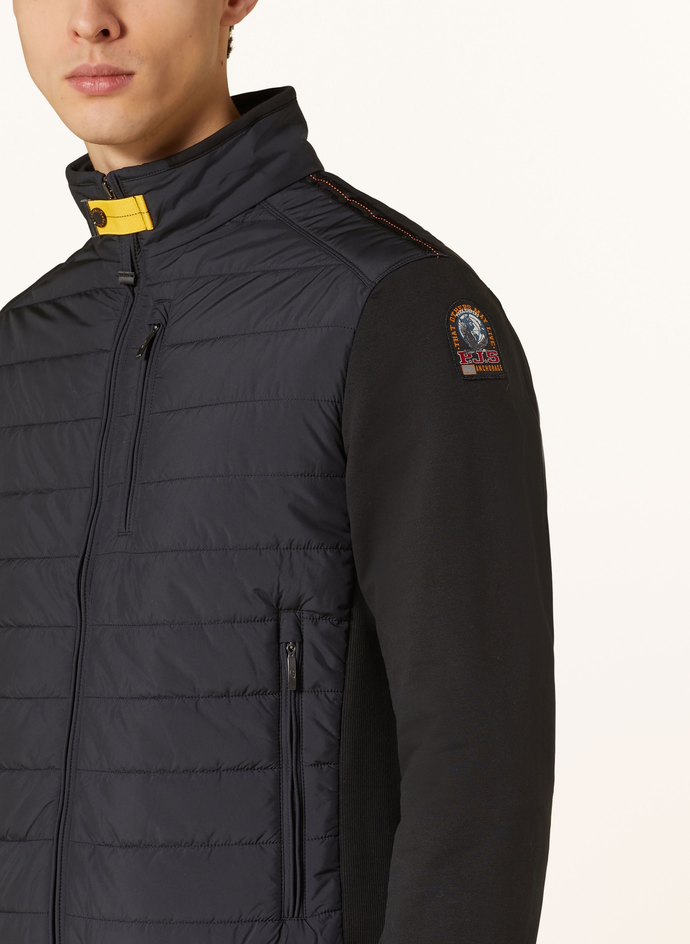 PARAJUMPERS Quilted jacket ELLIOT in mixed materials, Color: BLACK (Image 4)