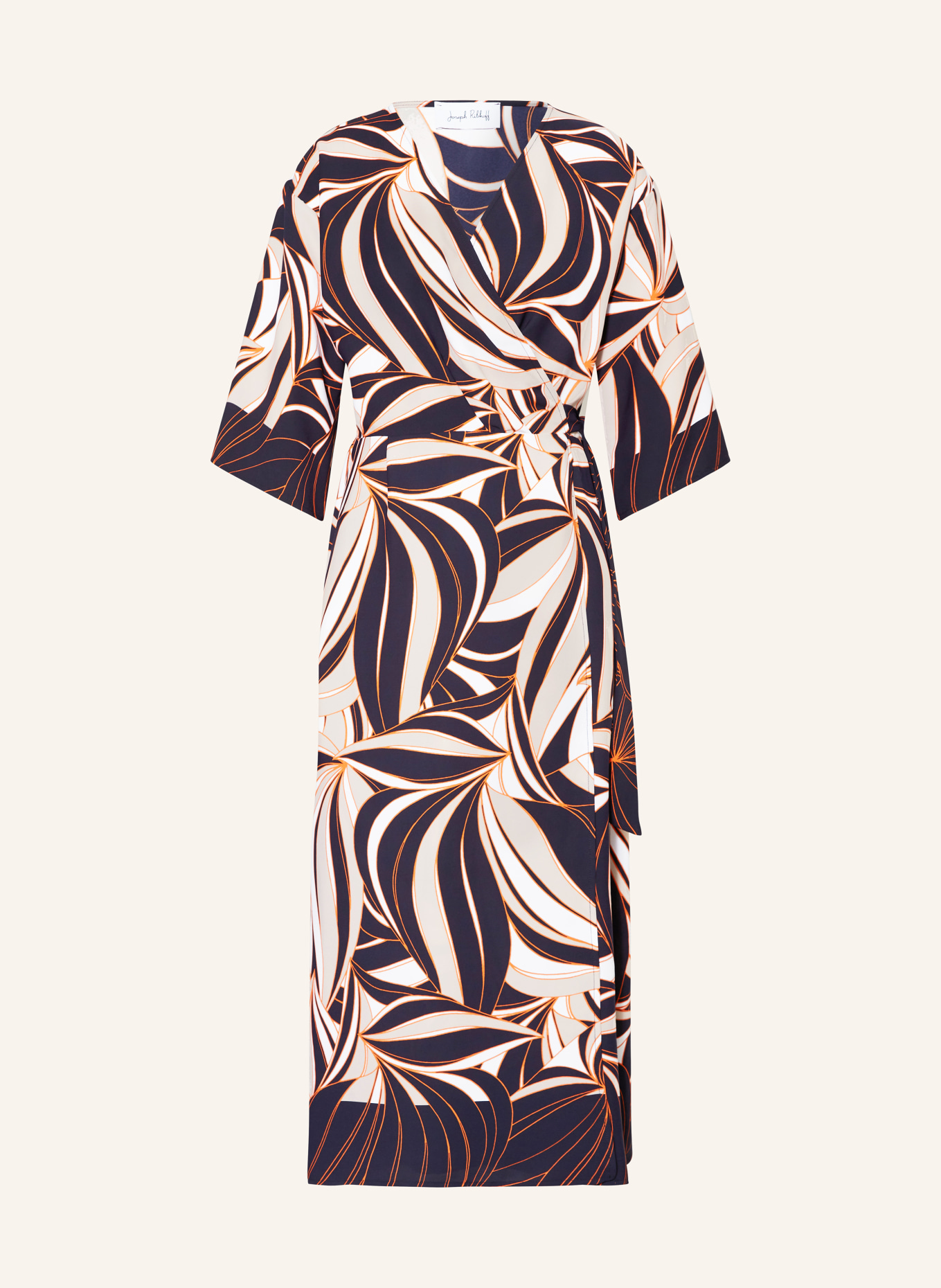 Joseph Ribkoff Wrap dress, Color: DARK BLUE/ WHITE/ ORANGE (Image 1)
