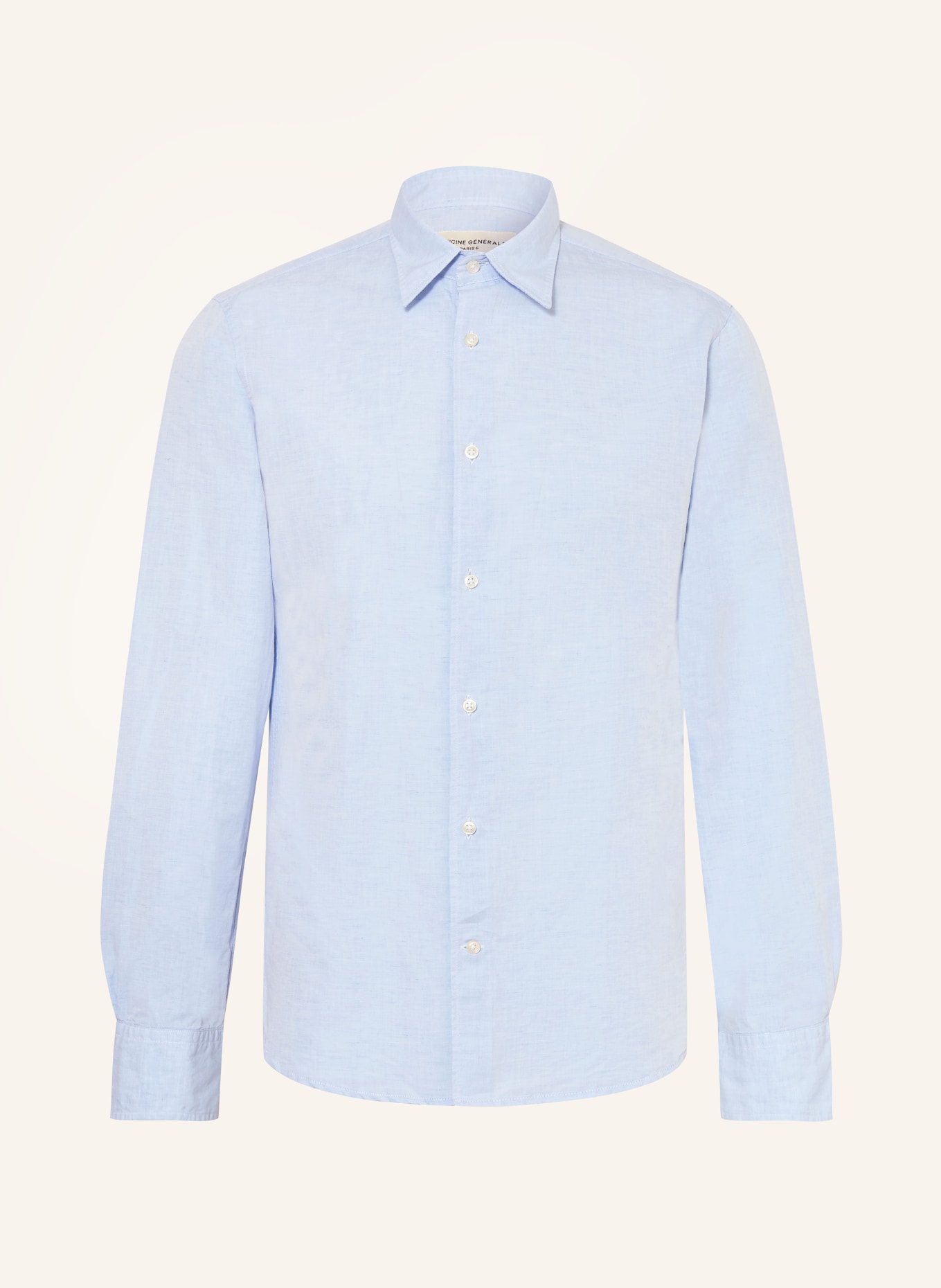 Officine Générale Shirt regular fit with linen, Color: LIGHT BLUE (Image 1)