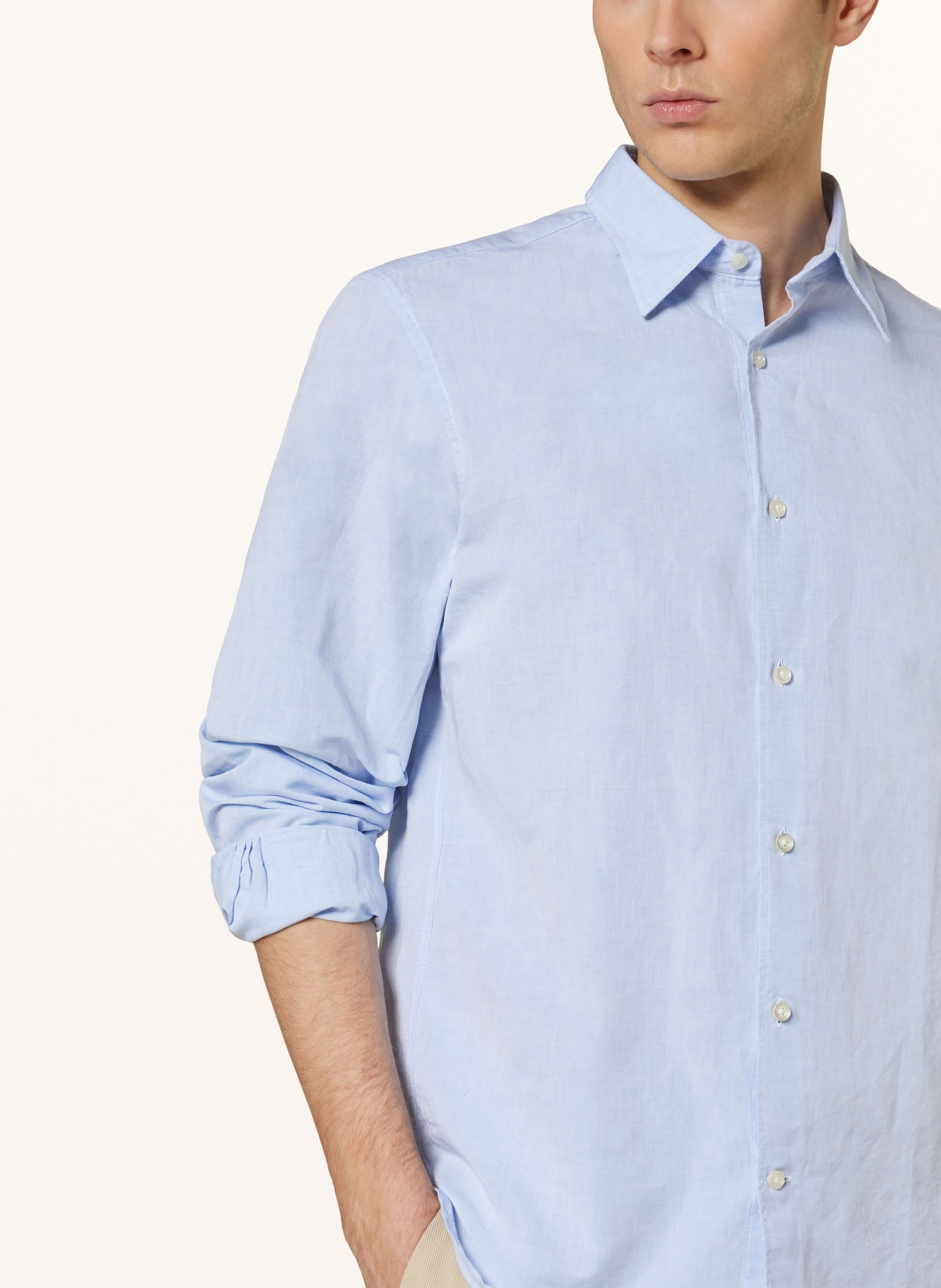 Officine Générale Shirt regular fit with linen, Color: LIGHT BLUE (Image 4)