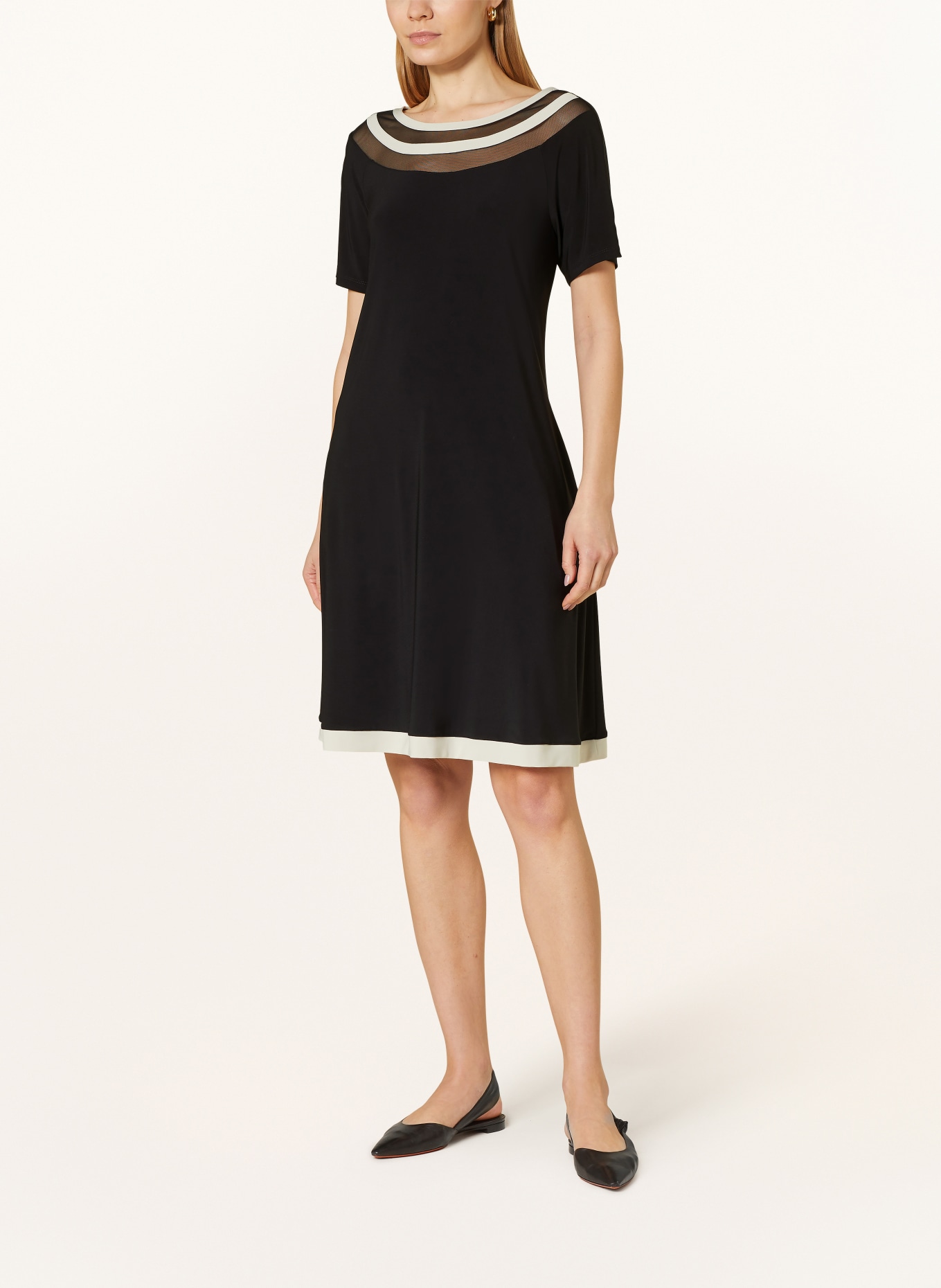 Joseph Ribkoff Dress with mesh, Color: BLACK/ ECRU (Image 2)