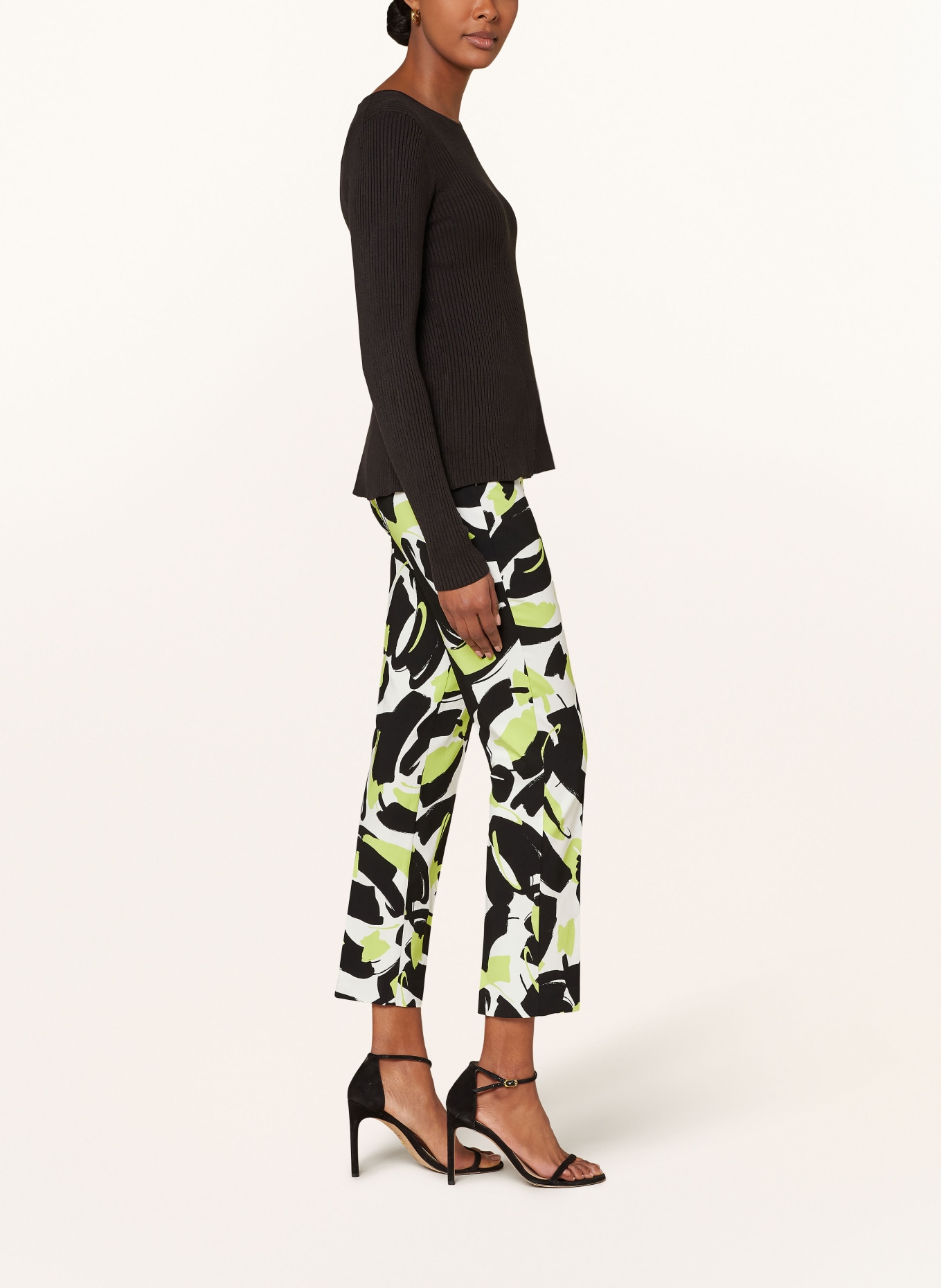 Joseph Ribkoff Trousers, Color: BLACK/ WHITE/ NEON GREEN (Image 4)